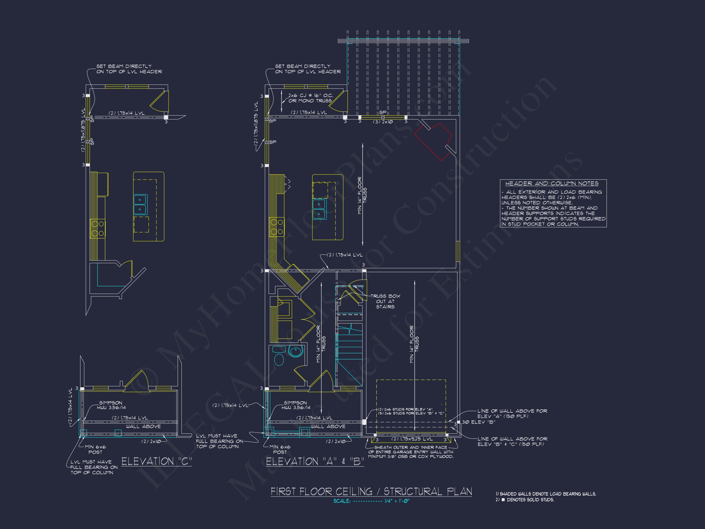 Elegant Craftsman house Blueprint with 2-Story Floor Plan