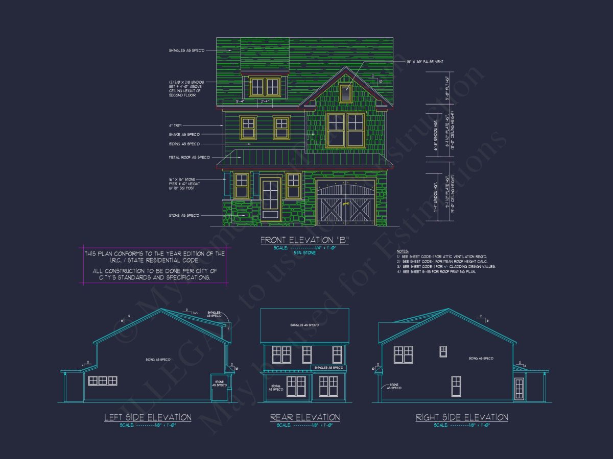 Elegant Craftsman house Blueprint with 2-Story Floor Plan