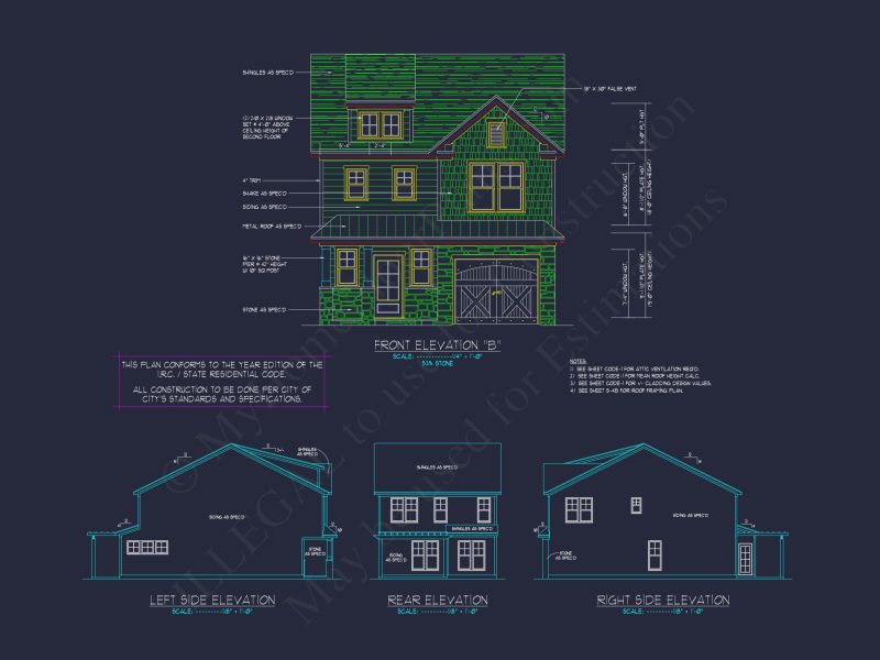 Elegant Craftsman house Blueprint with 2-Story Floor Plan