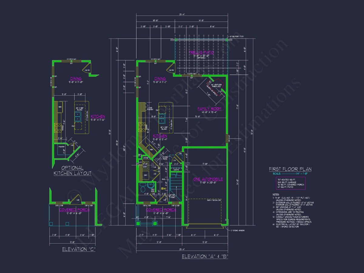Elegant Craftsman house Blueprint with 2-Story Floor Plan