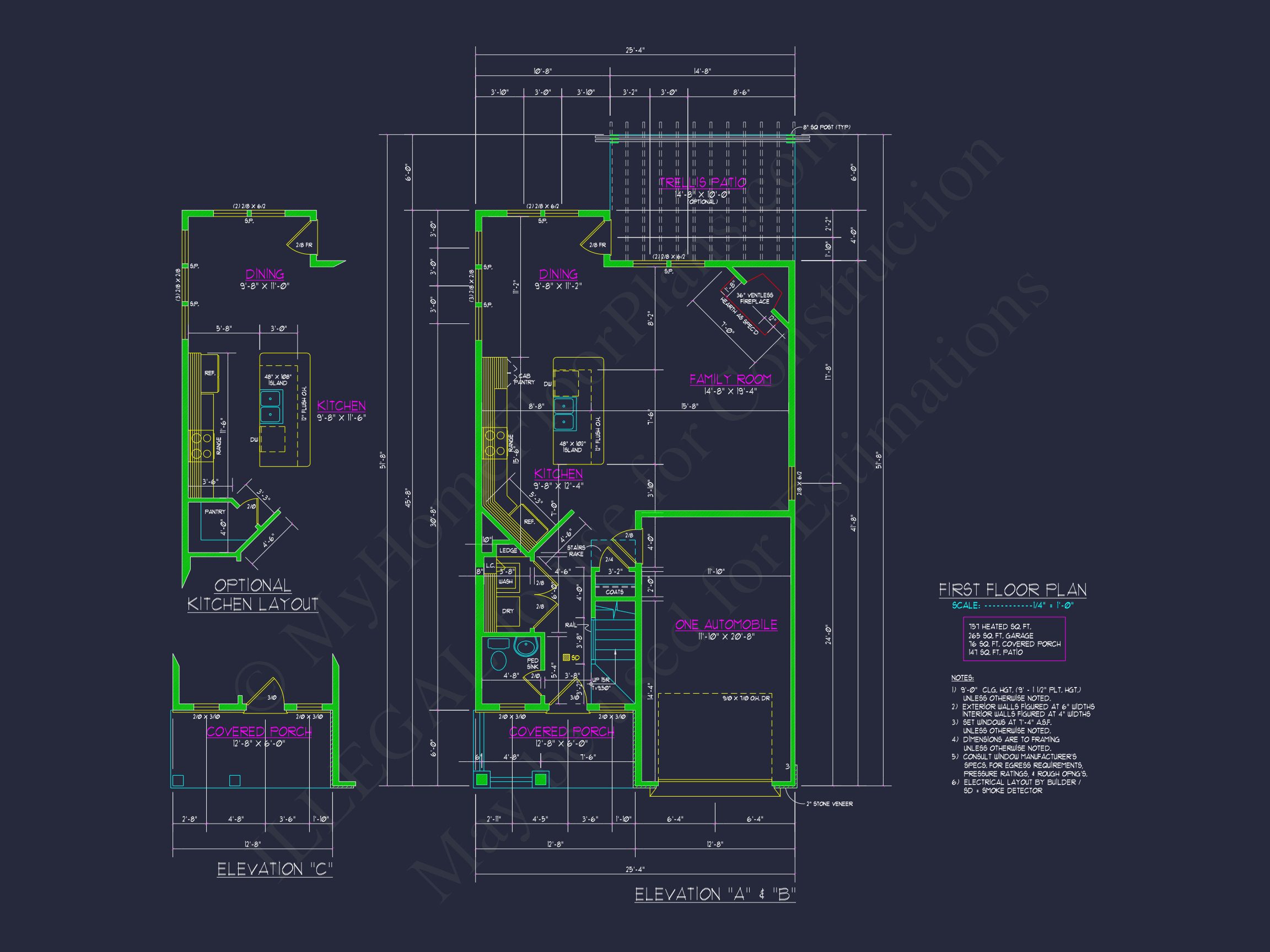 Elegant Craftsman house Blueprint with 2-Story Floor Plan
