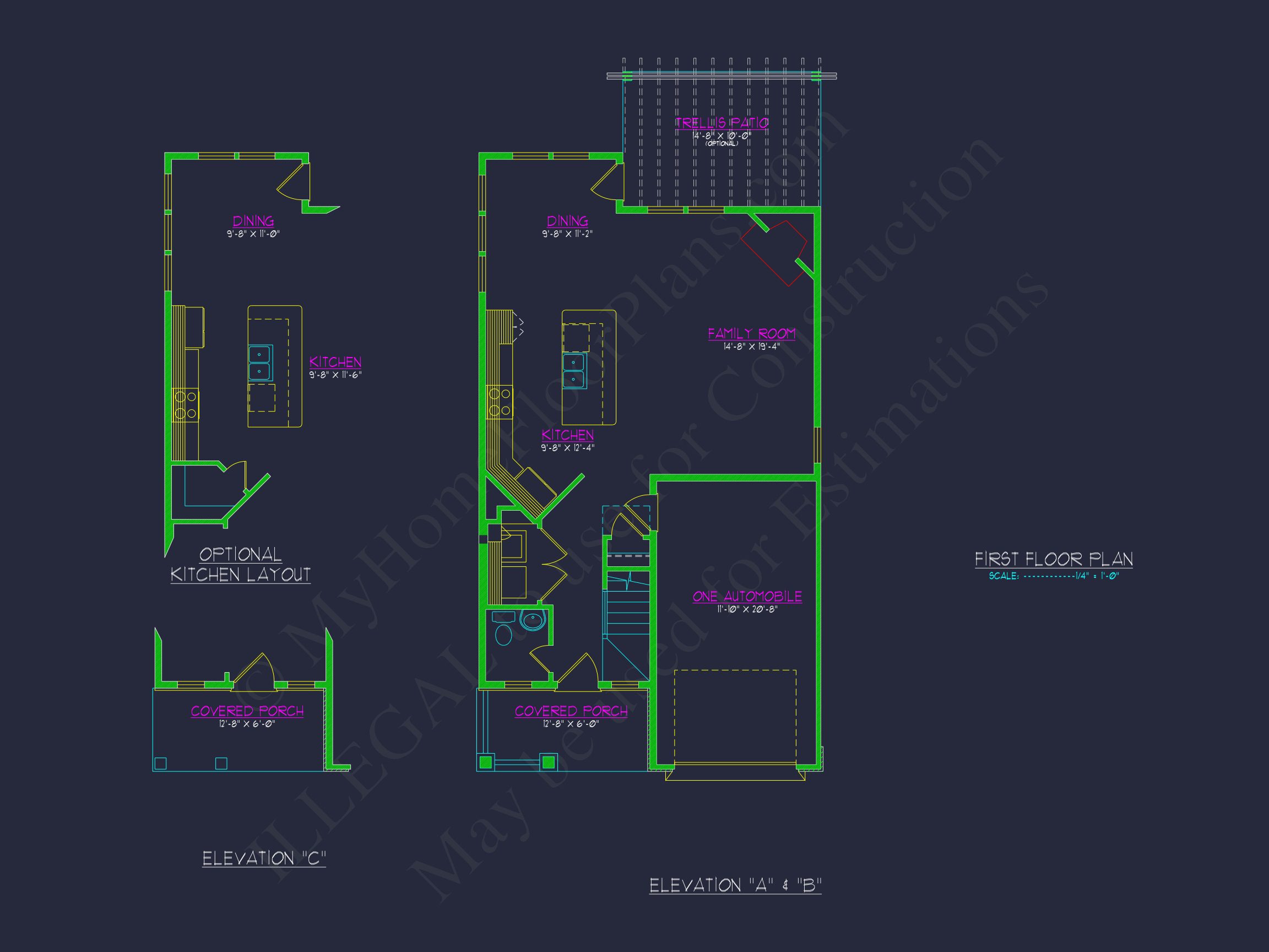 Elegant Craftsman house Blueprint with 2-Story Floor Plan