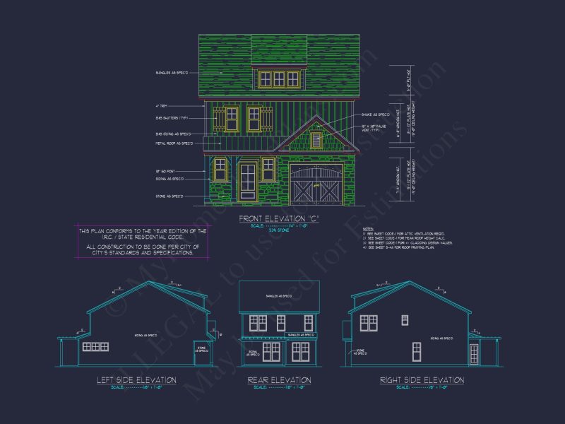 Elegant Craftsman house Blueprint with 2-Story Floor Plan