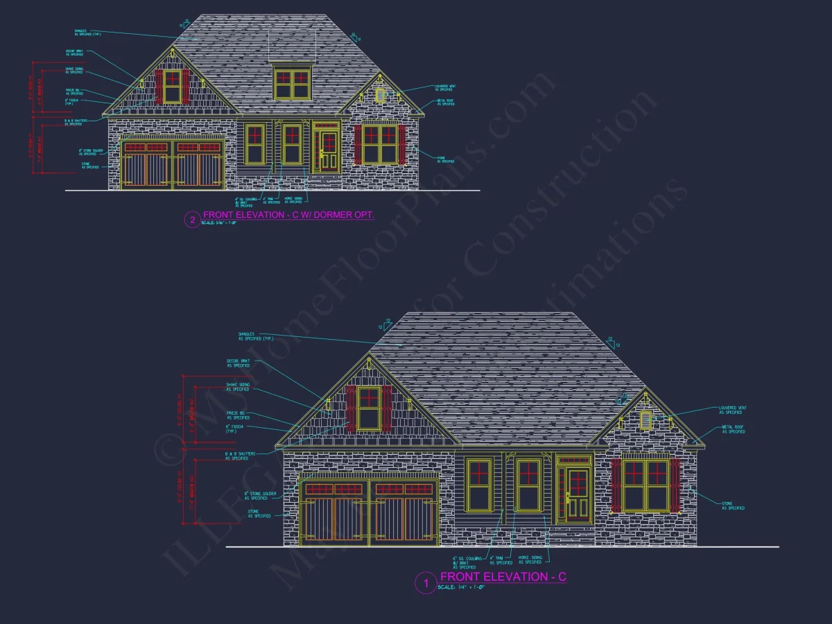 Elegant house Design Blueprint – CAD Floor Plan with Details