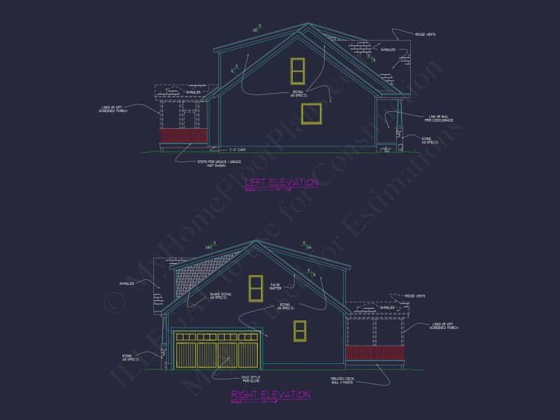 Elegant house Floor Plan: 2-Story CAD Design with 4 Bedrooms