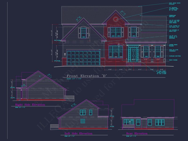 Elegant house Floor Plan: 2-Story Design with 4 Bedrooms & 2-Car Garage