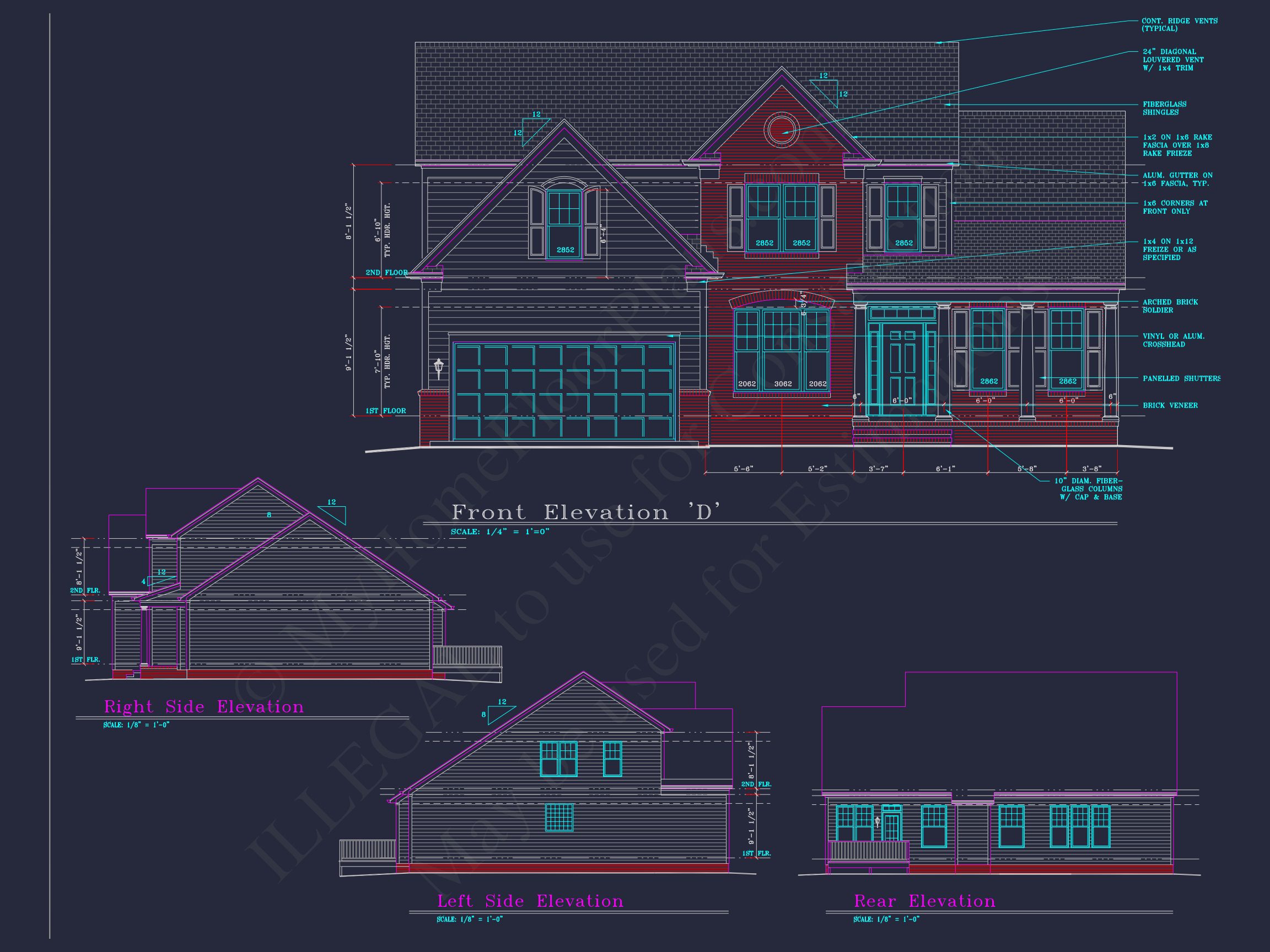 Elegant house Floor Plan: 2-Story Design with 4 Bedrooms & 2-Car Garage
