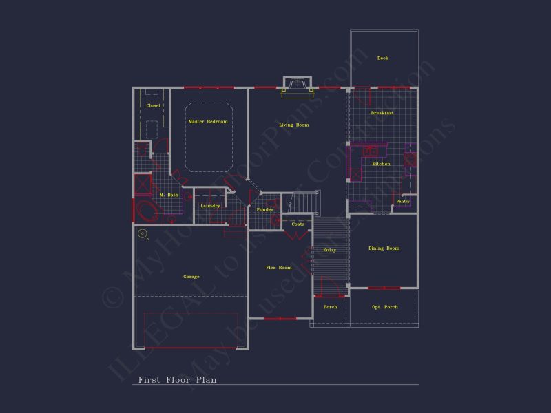 Elegant house Floor Plan: 2-Story Design with 4 Bedrooms & 2-Car Garage