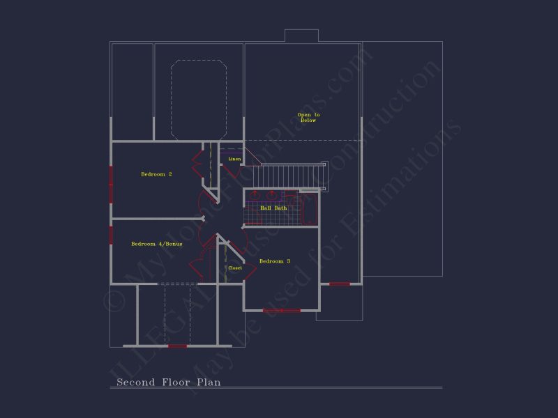 Elegant house Floor Plan: 2-Story Design with 4 Bedrooms & 2-Car Garage