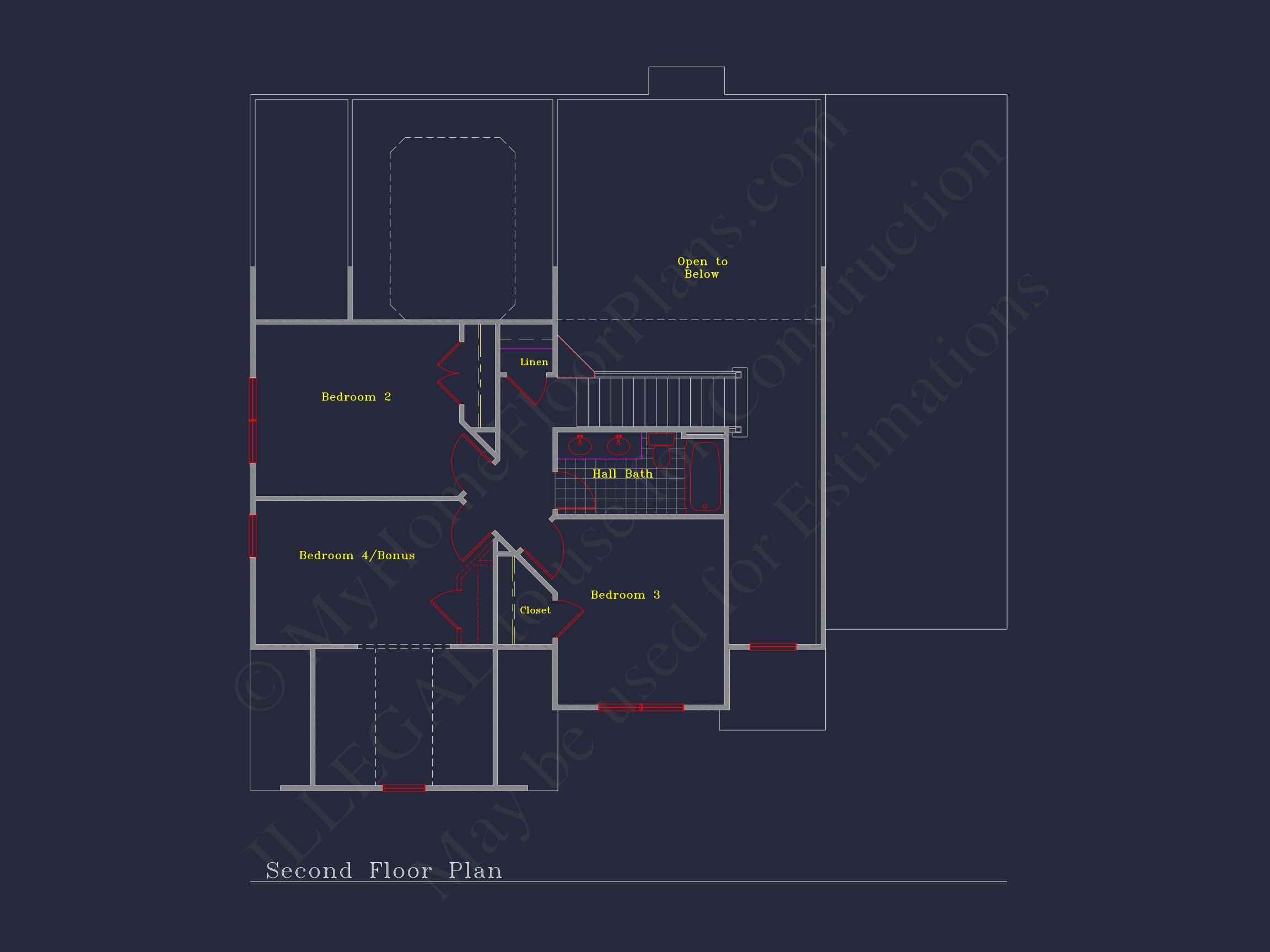 Elegant house Floor Plan: 2-Story Design with 4 Bedrooms & 2-Car Garage