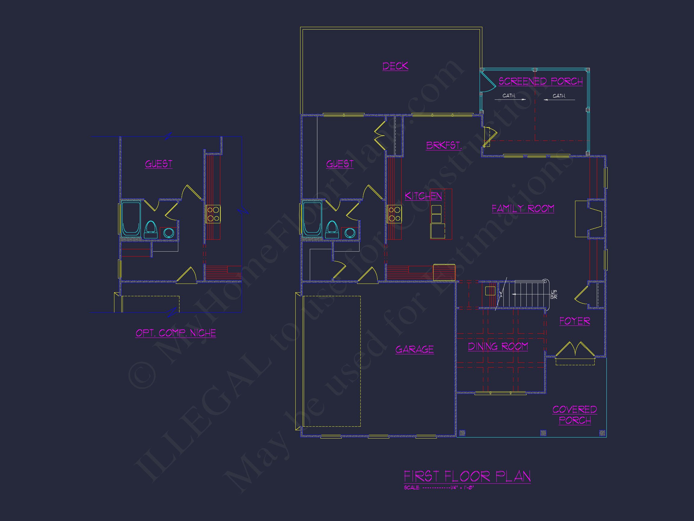 Elegant house Floor Plan Blueprint CAD Design for Builders