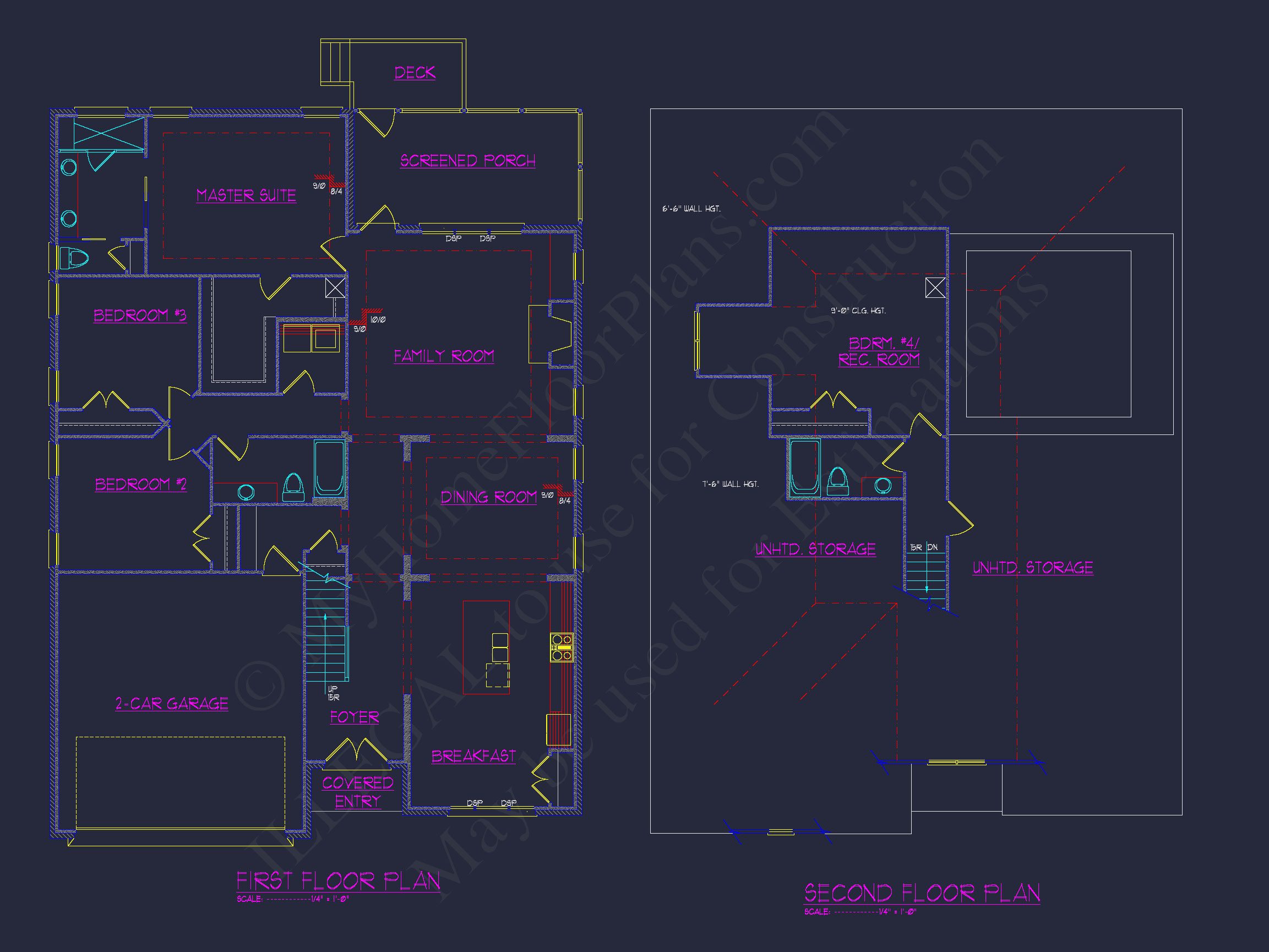 Elegant house Floor Plan Featuring 5 Beds with CAD Designs