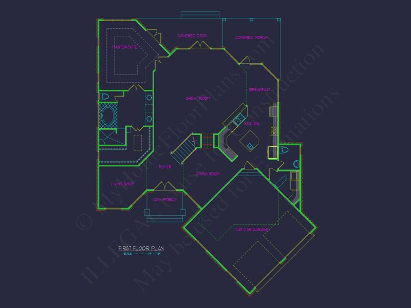 Elegant house Floor Plan with CAD Blueprint & Modern Designs