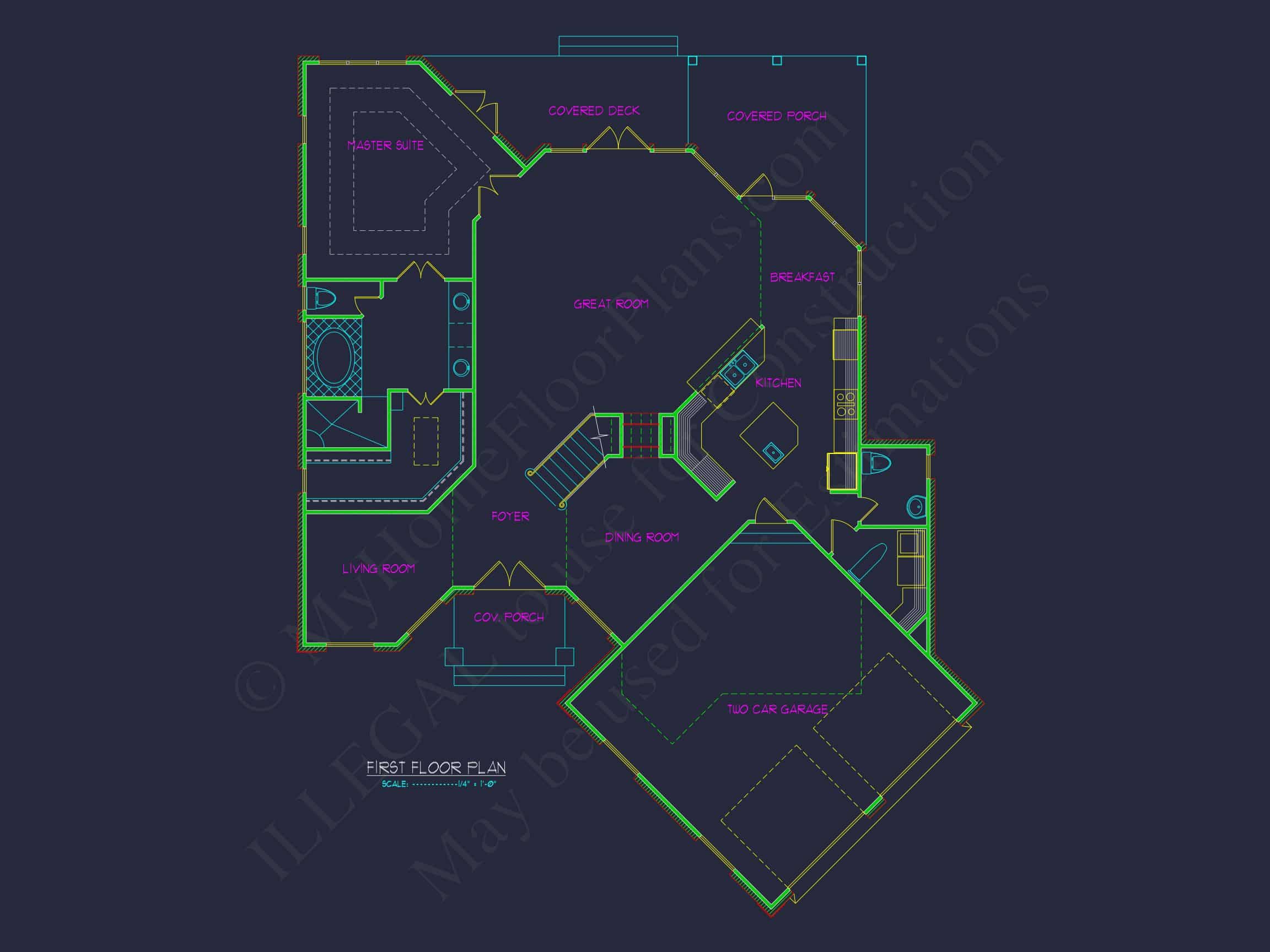 Elegant house Floor Plan with CAD Blueprint & Modern Designs