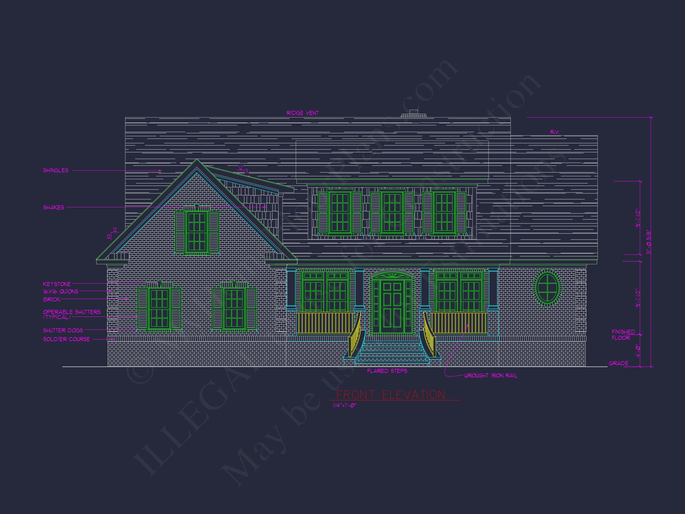 Elegant house Plan with 2 Stories and Colonial Farmhouse Style