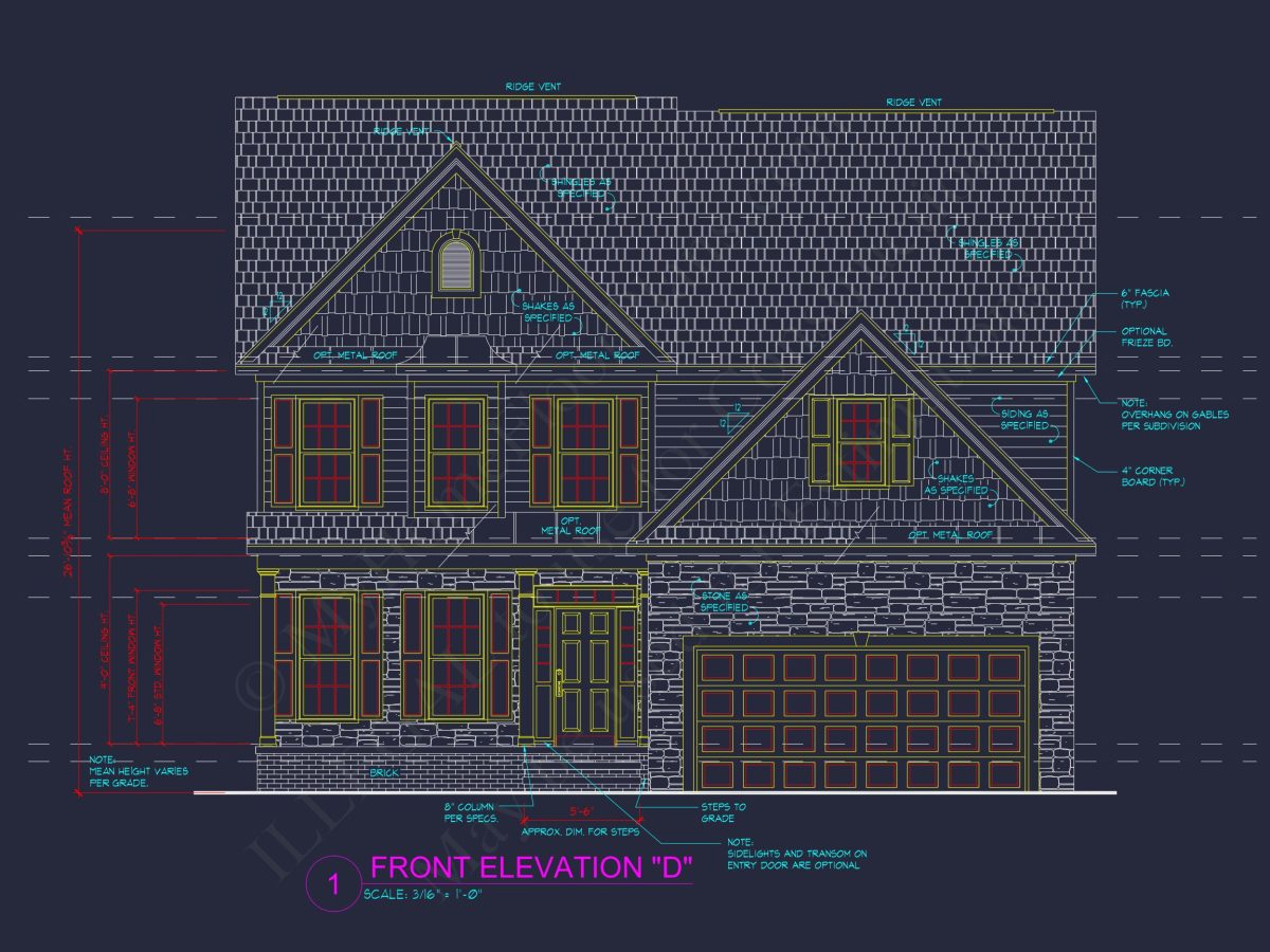 Elegant house Plan with 2-Story CAD Floor Designs and Blueprint