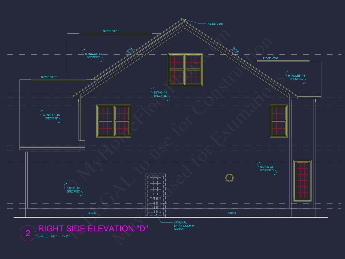 Elegant house Plan with 2-Story CAD Floor Designs and Blueprint