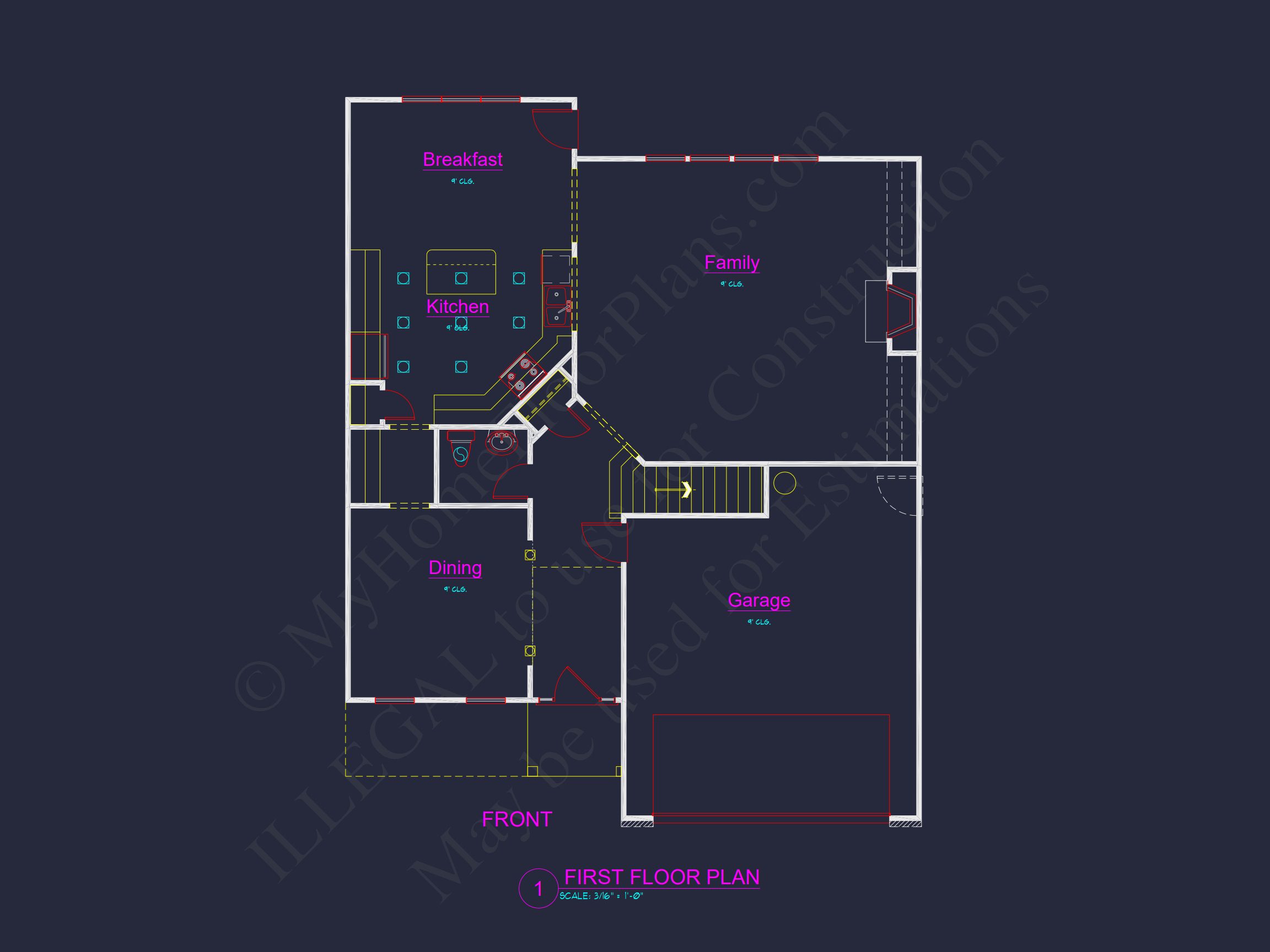 Elegant house Plan with 2-Story CAD Floor Designs and Blueprint