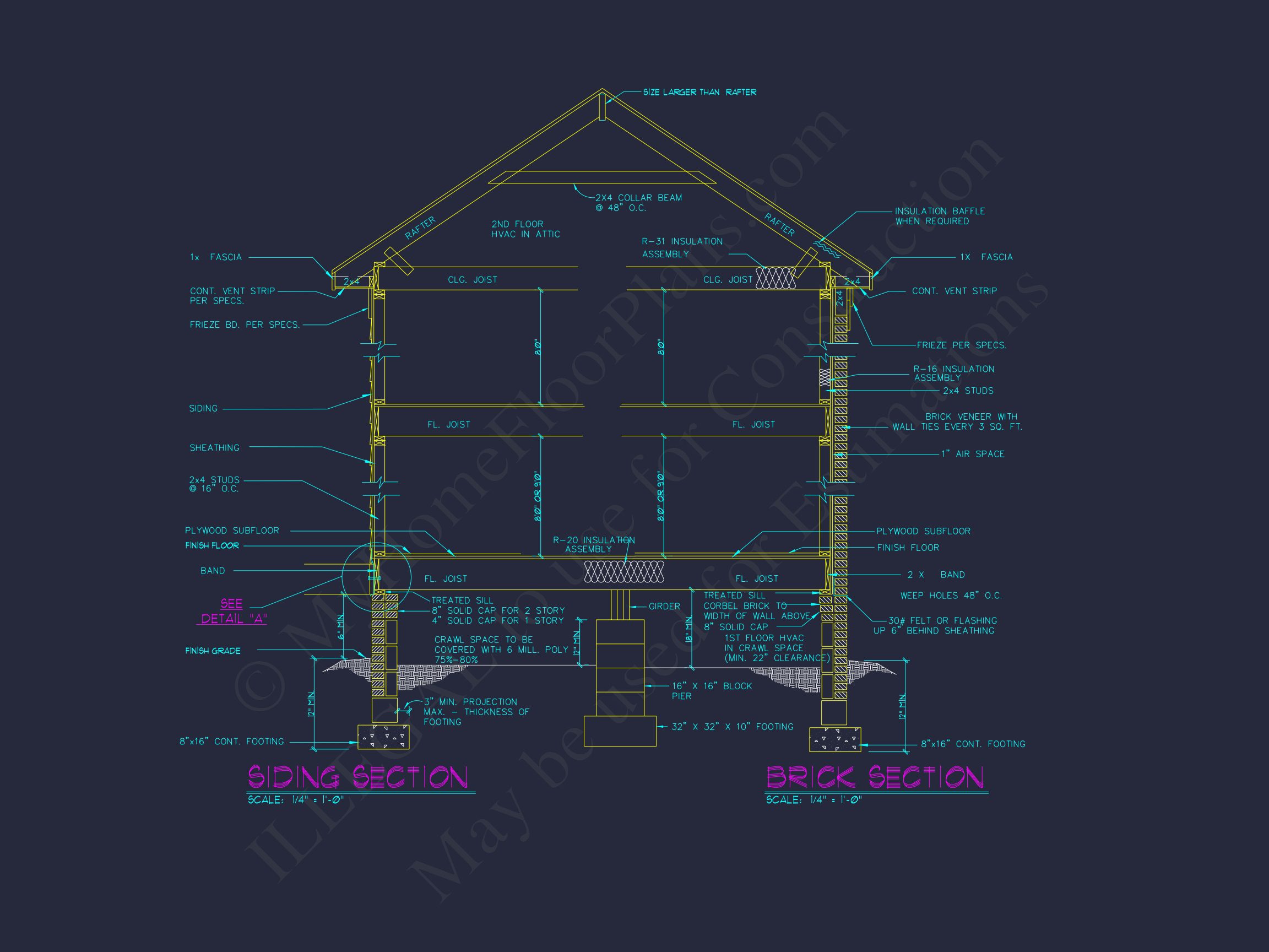 Elegant house Plan with 2-Story CAD Floor Designs and Blueprint