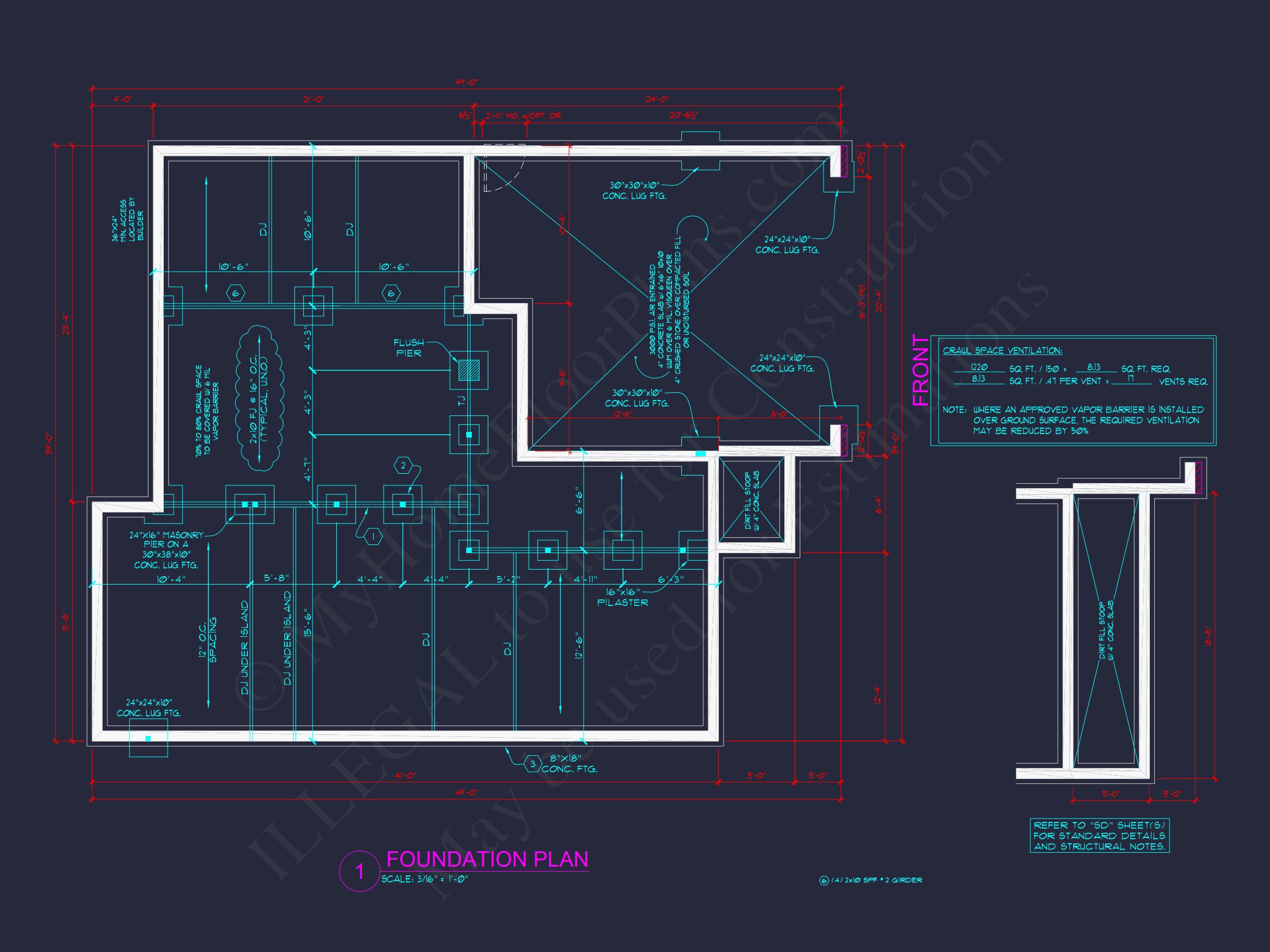 Elegant house Plan with 2-Story CAD Floor Designs and Blueprint