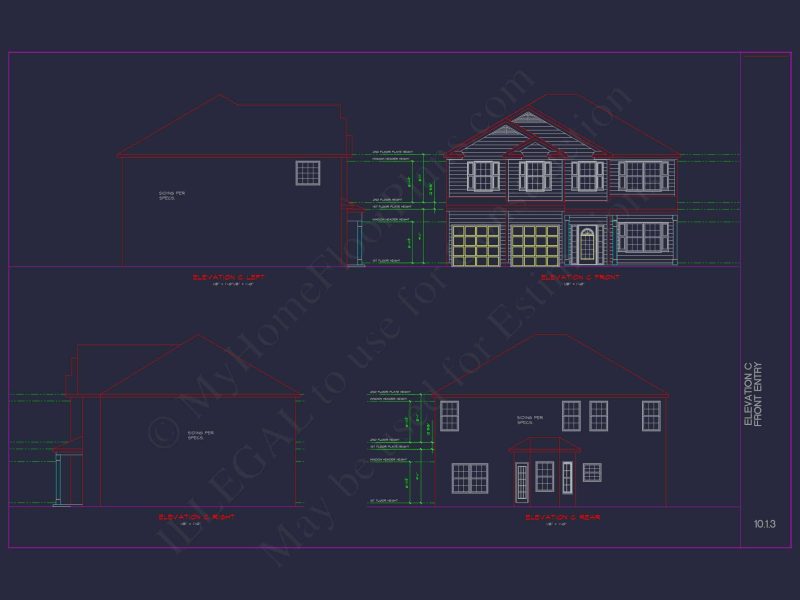 Elegant house Plan with CAD Blueprint and Modern Designs