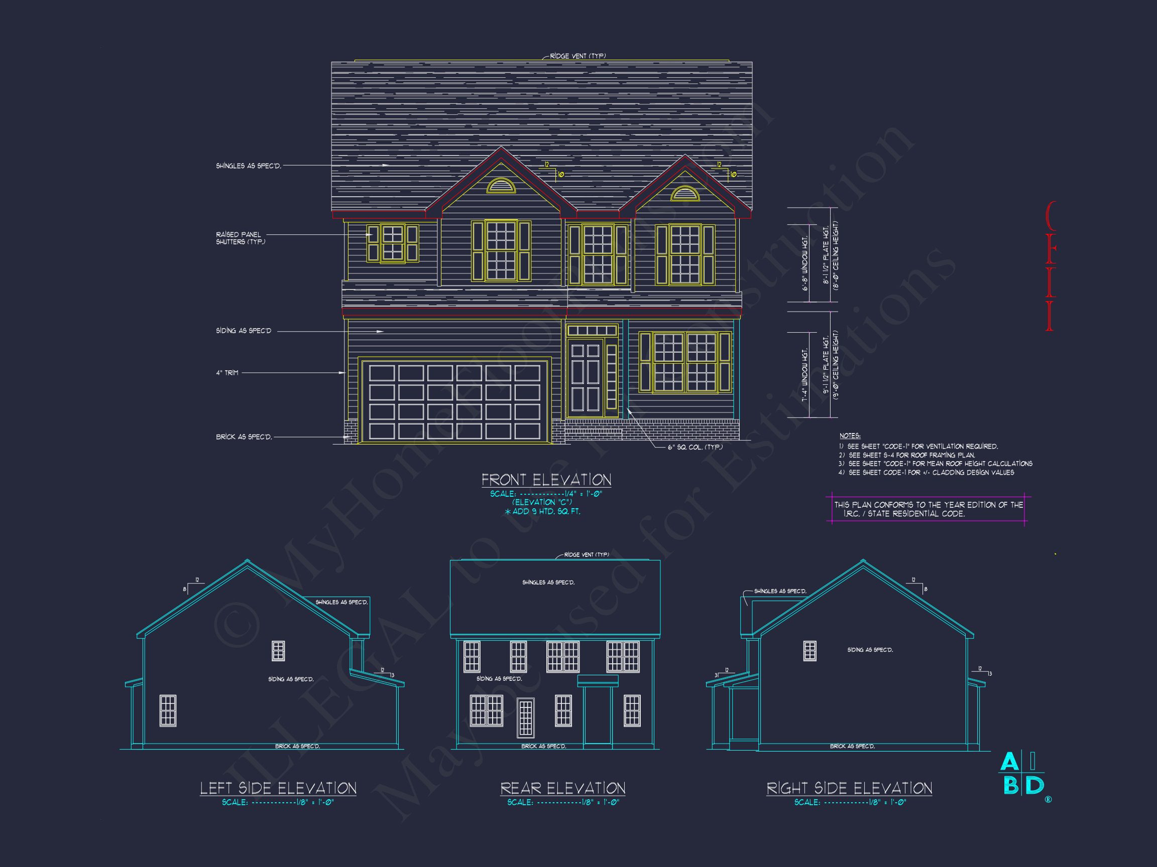 Elegant house Plan with CAD Design: 3 Bed,2.5 Bath Blueprint