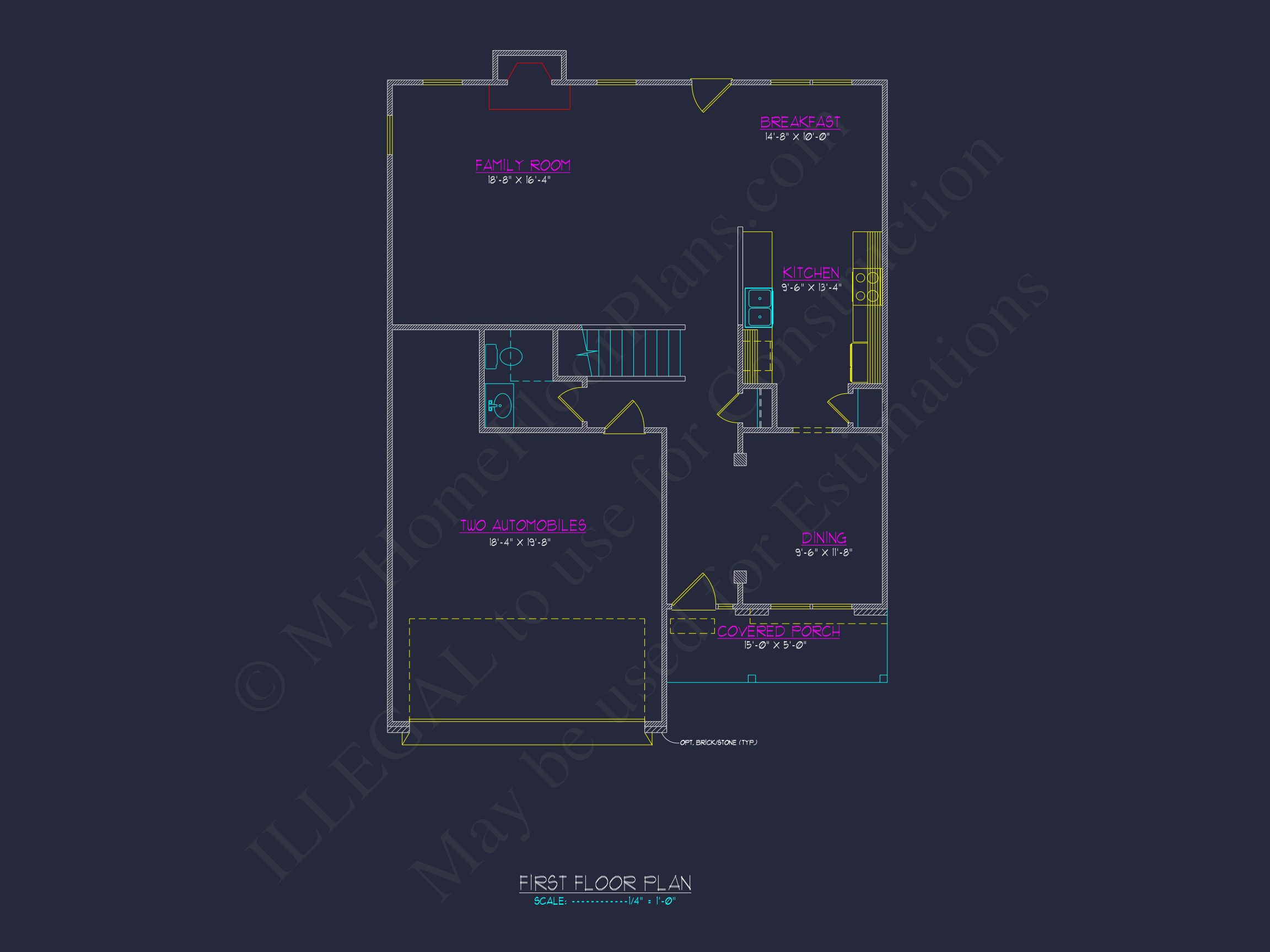 Elegant house Plan with CAD Design: 3 Bed,2.5 Bath Blueprint