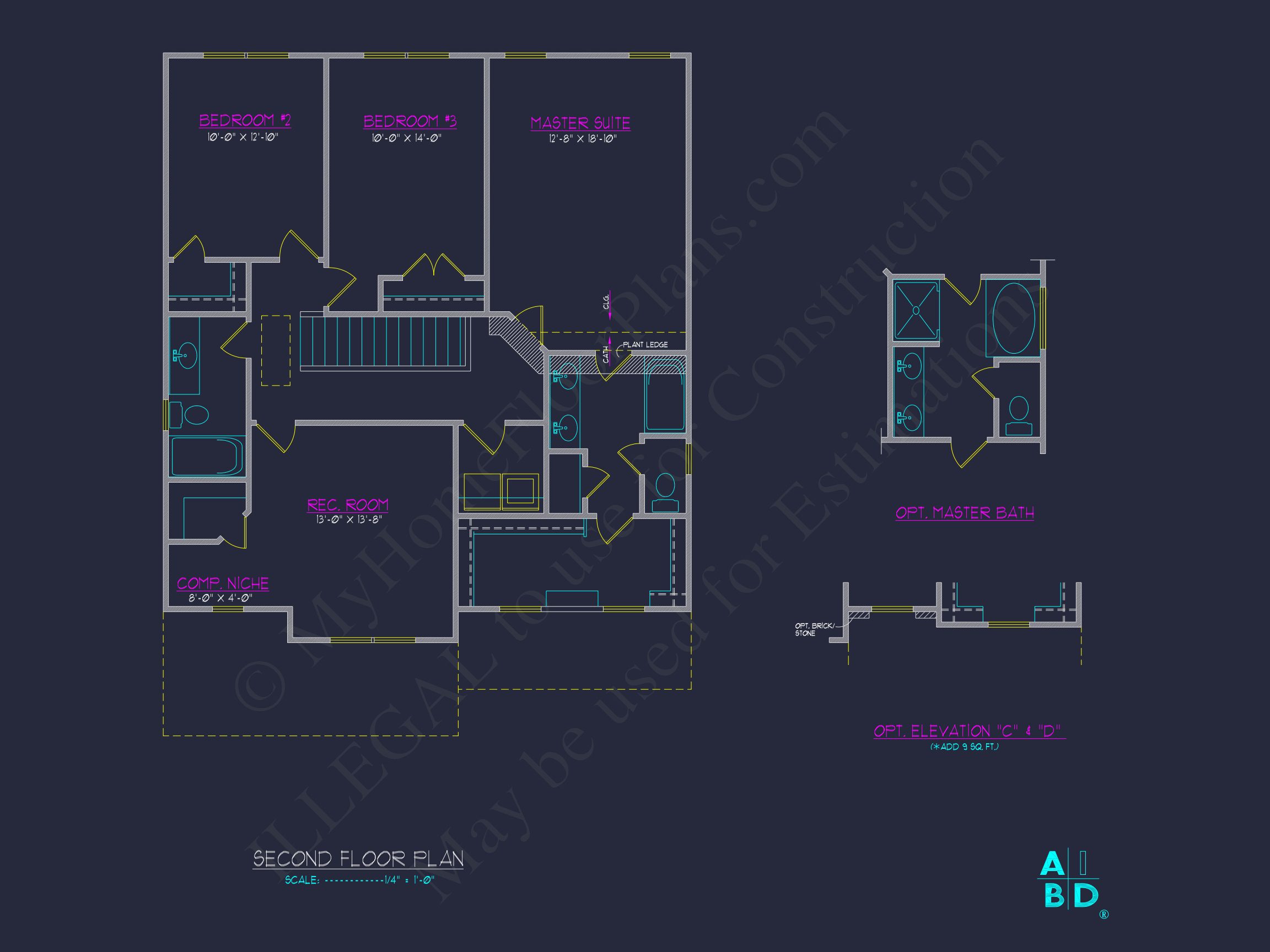 Elegant house Plan with CAD Design: 3 Bed,2.5 Bath Blueprint