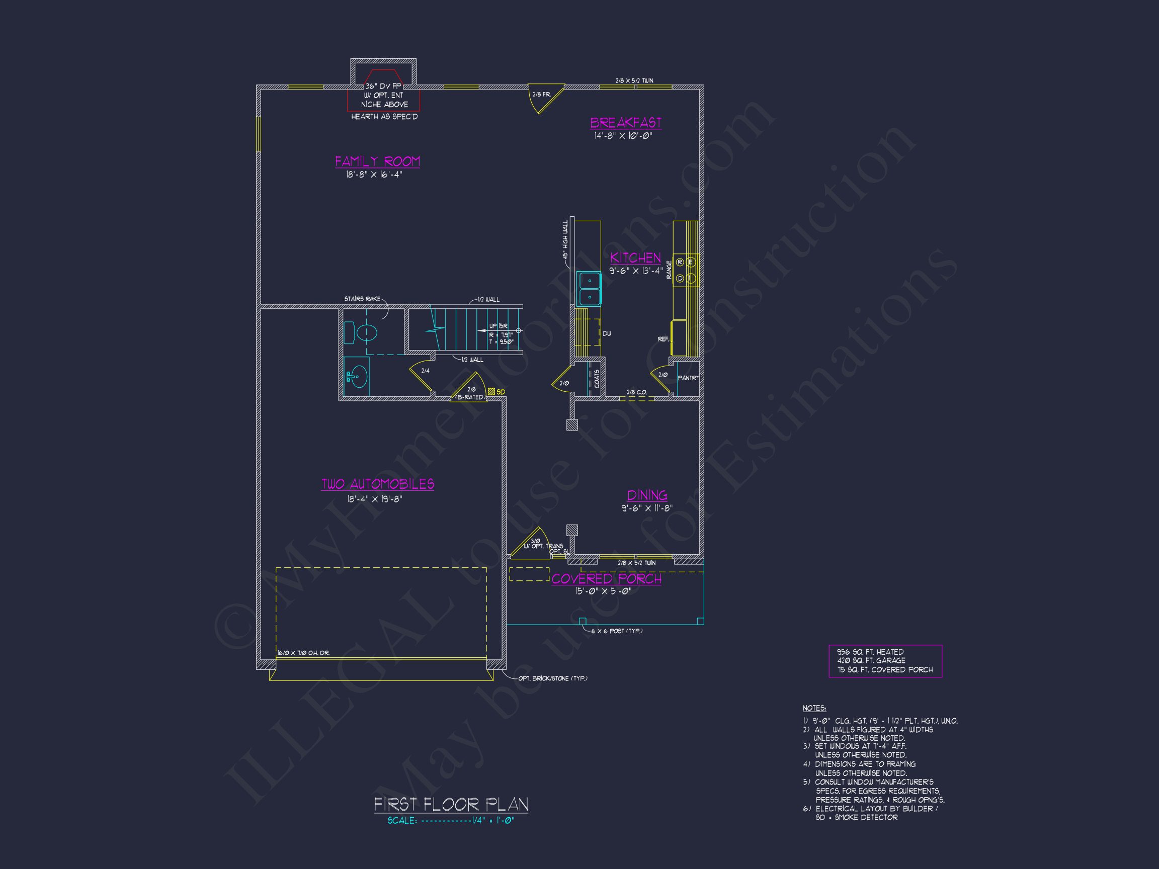 Elegant house Plan with CAD Design: 3 Bed,2.5 Bath Blueprint
