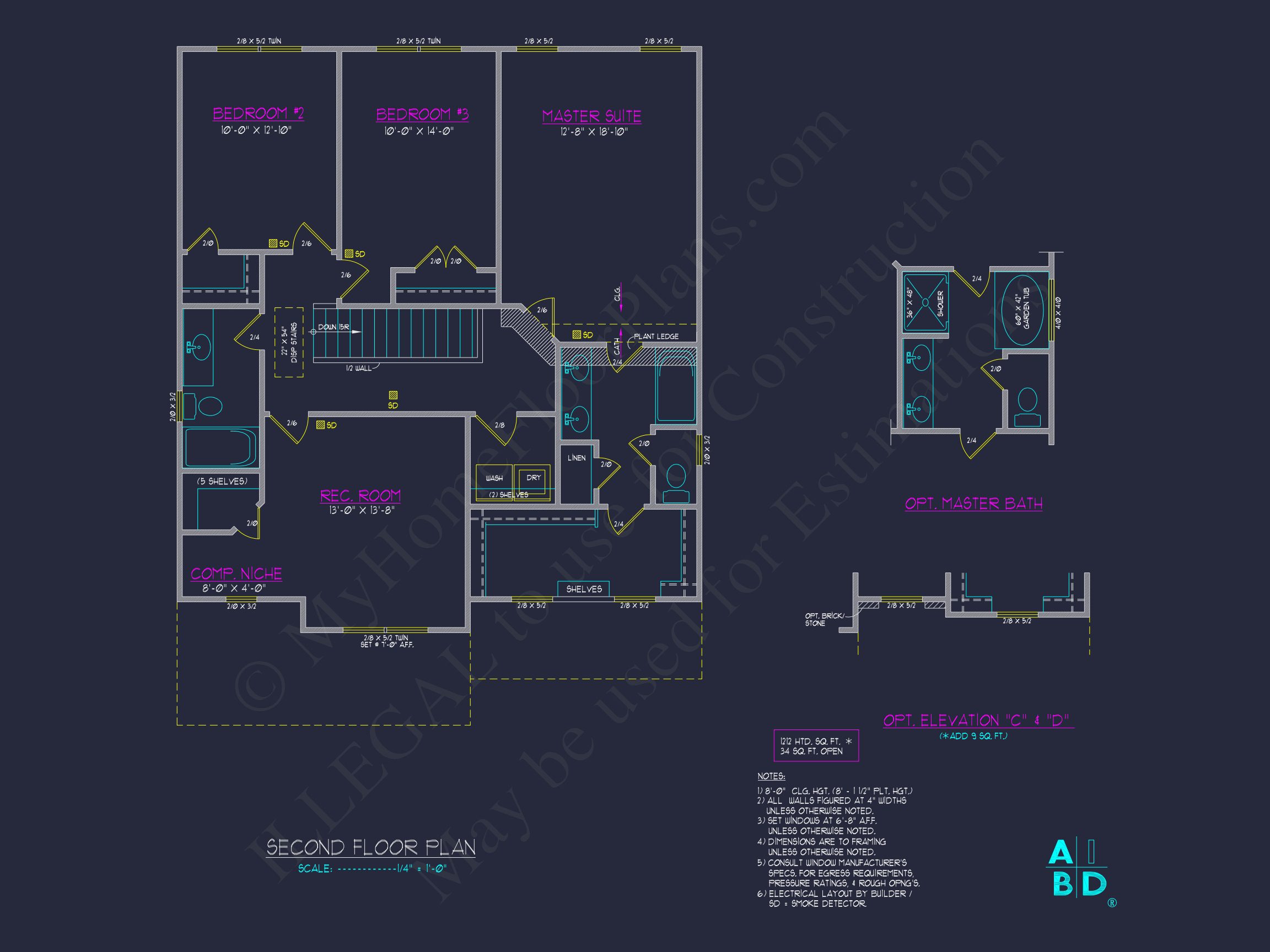 Elegant house Plan with CAD Design: 3 Bed,2.5 Bath Blueprint