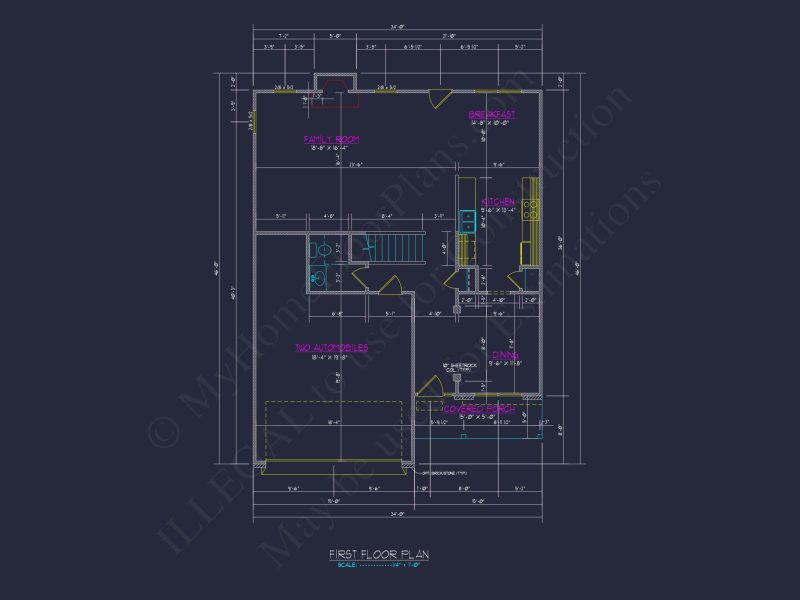 Elegant house Plan with CAD Design: 3 Bed, 2.5 Bath Blueprint