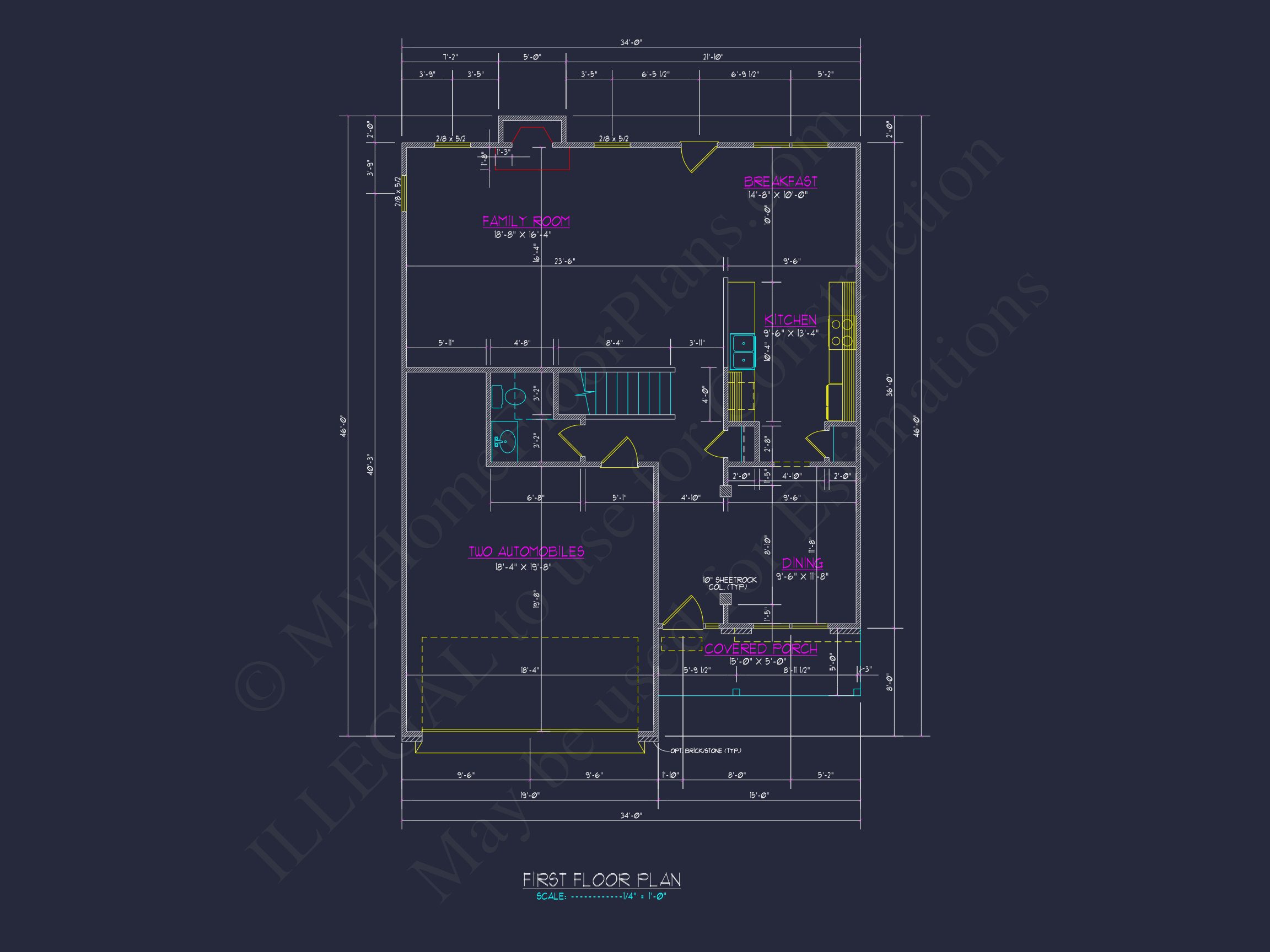 Elegant house Plan with CAD Design: 3 Bed,2.5 Bath Blueprint