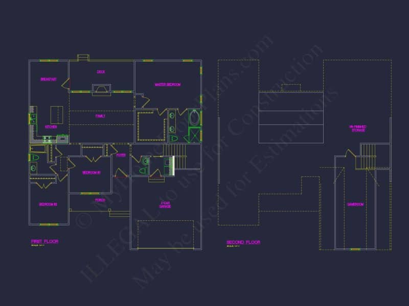 Elegant house Plan with Open Floor Blueprint & CAD Designs