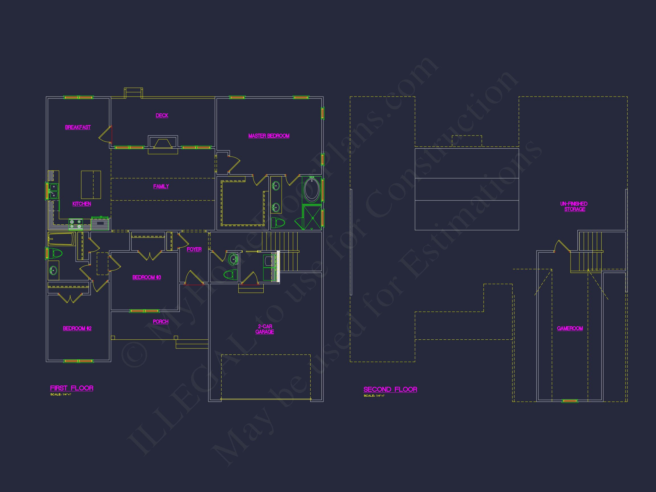 Elegant house Plan with Open Floor Blueprint & CAD Designs