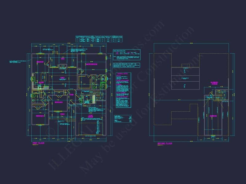 Elegant house Plan with Open Floor Blueprint & CAD Designs