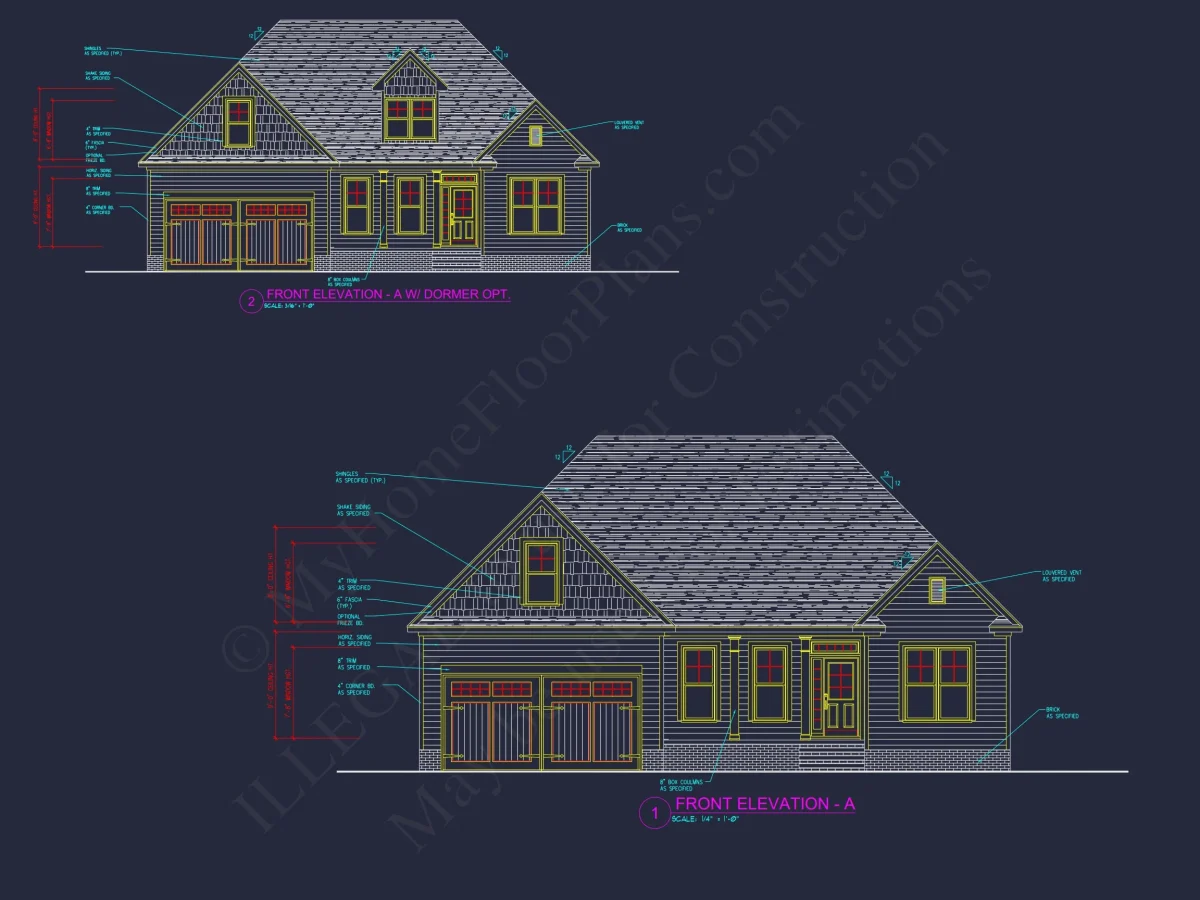 Elegant house Design Blueprint – CAD Floor Plan with Details
