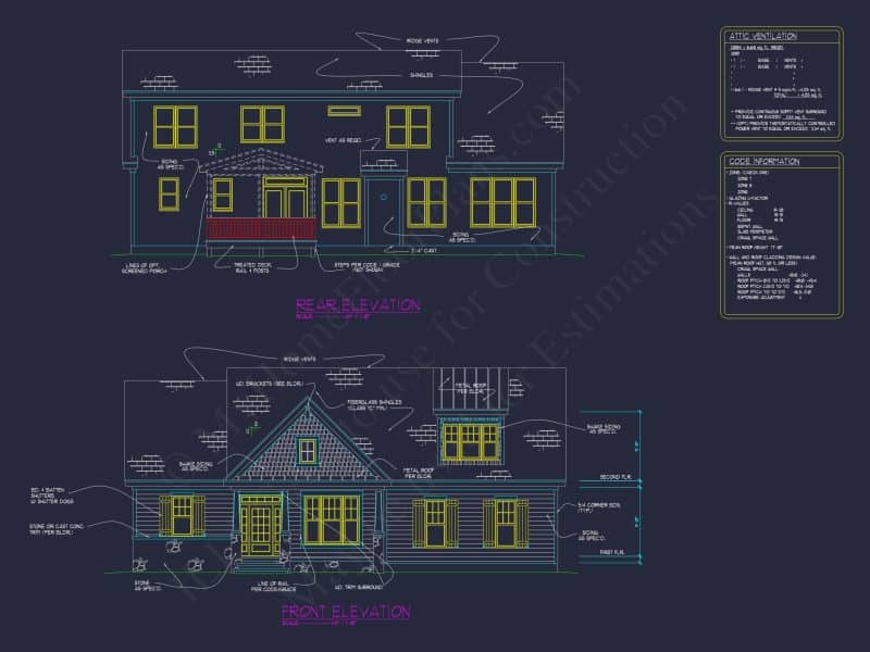 Elegant house Floor Plan: 2-Story CAD Design with 4 Bedrooms
