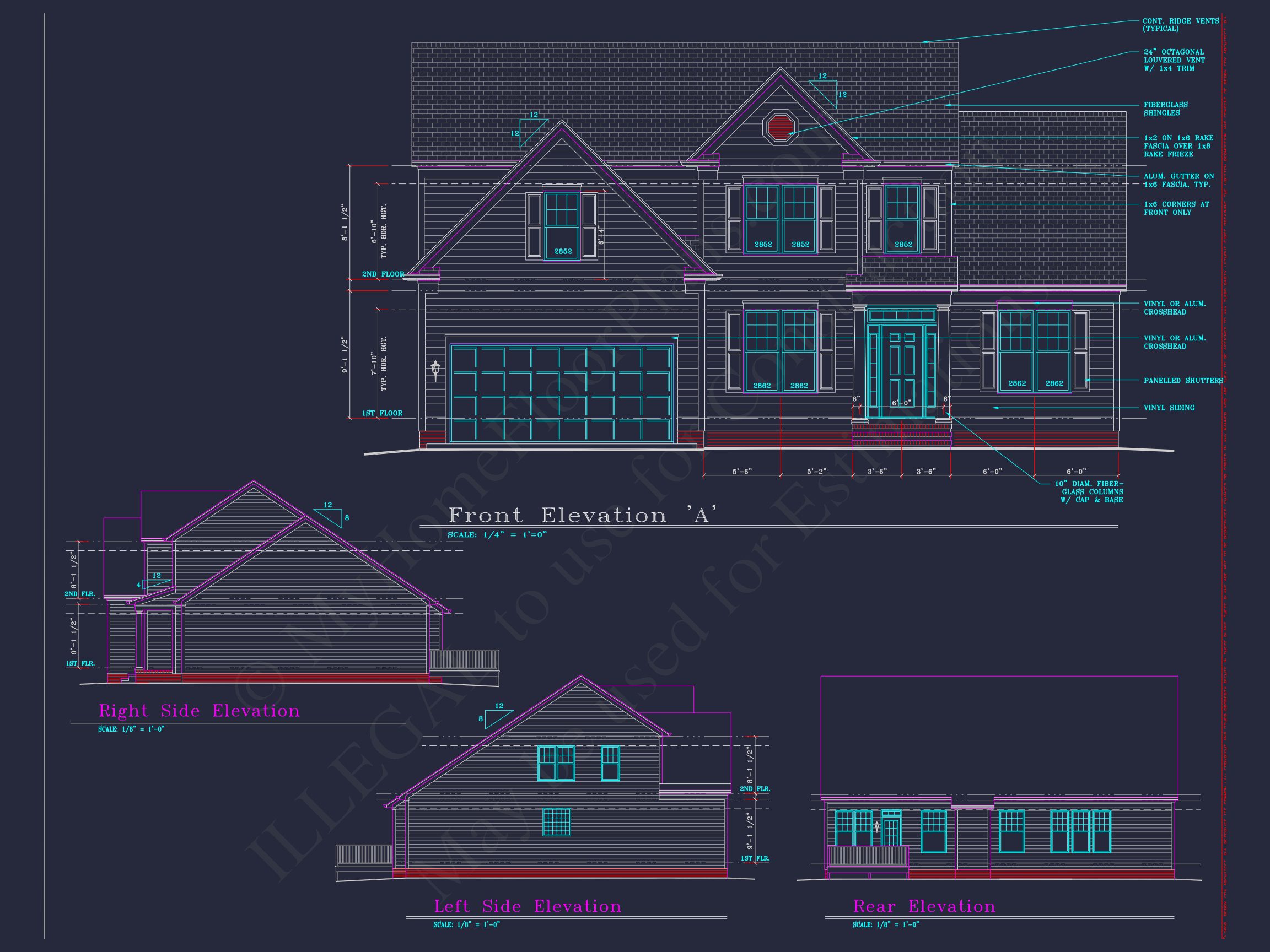 Elegant house Floor Plan: 2-Story Design with 4 Bedrooms & 2-Car Garage