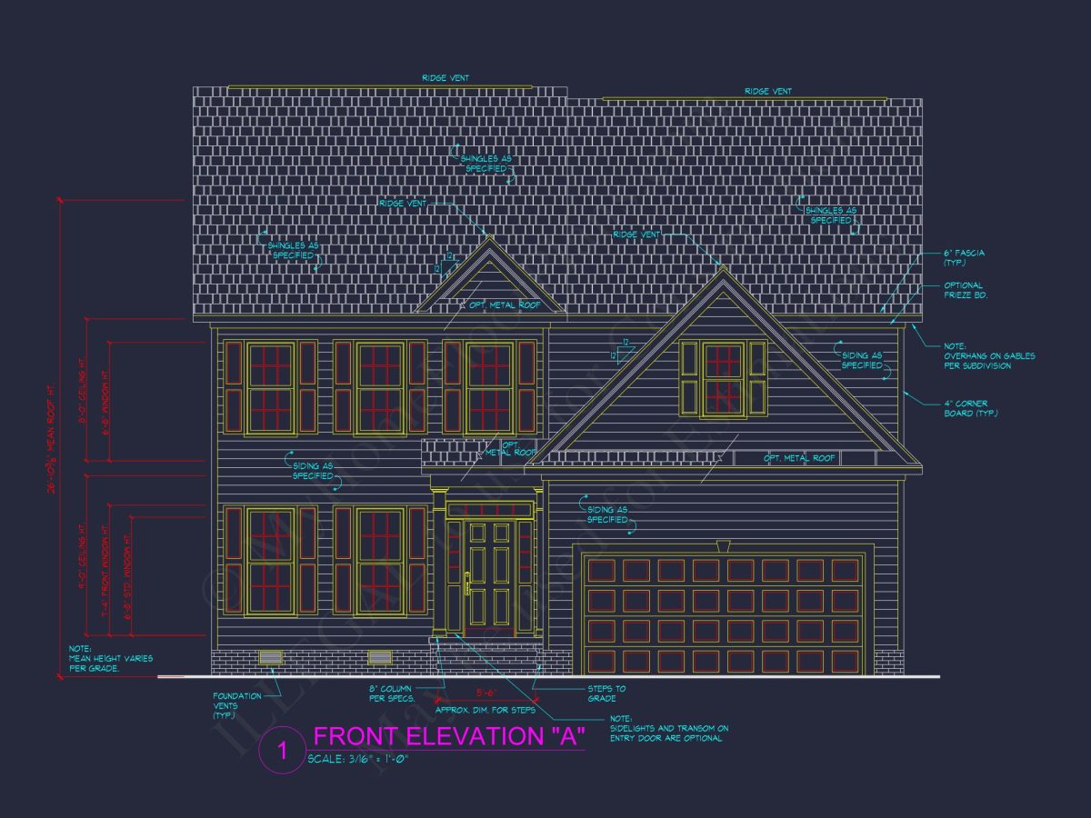 Elegant house Plan with 2-Story CAD Floor Designs and Blueprint