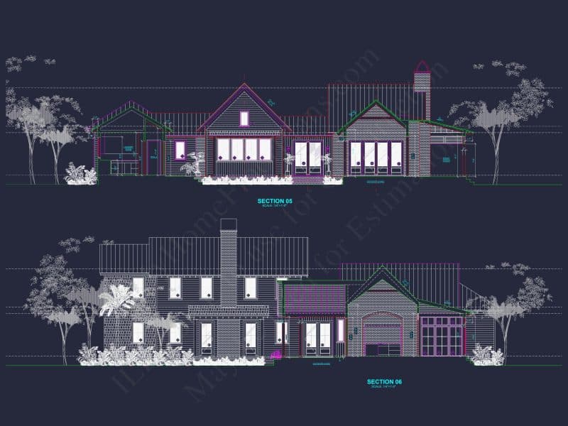 Elegant Southern house Plan with Detailed CAD Floor Designs