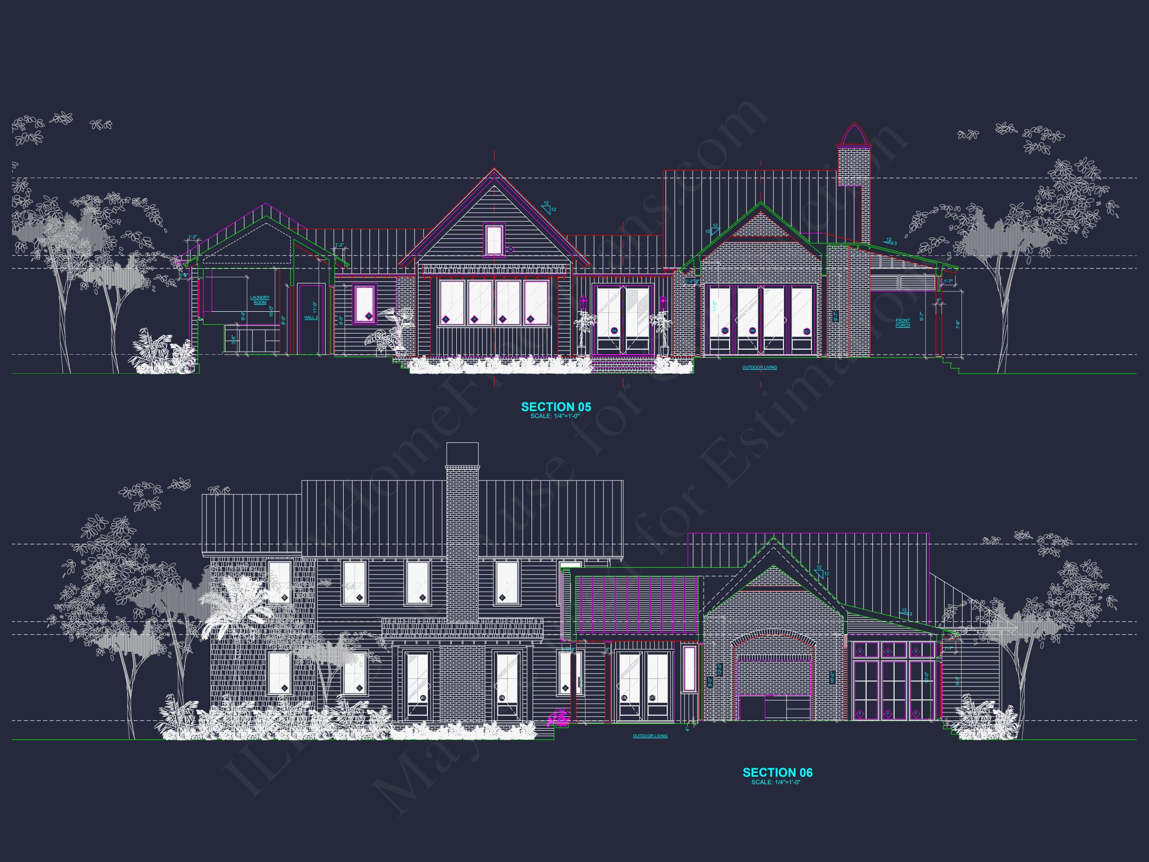 Elegant Southern house Plan with Detailed CAD Floor Designs