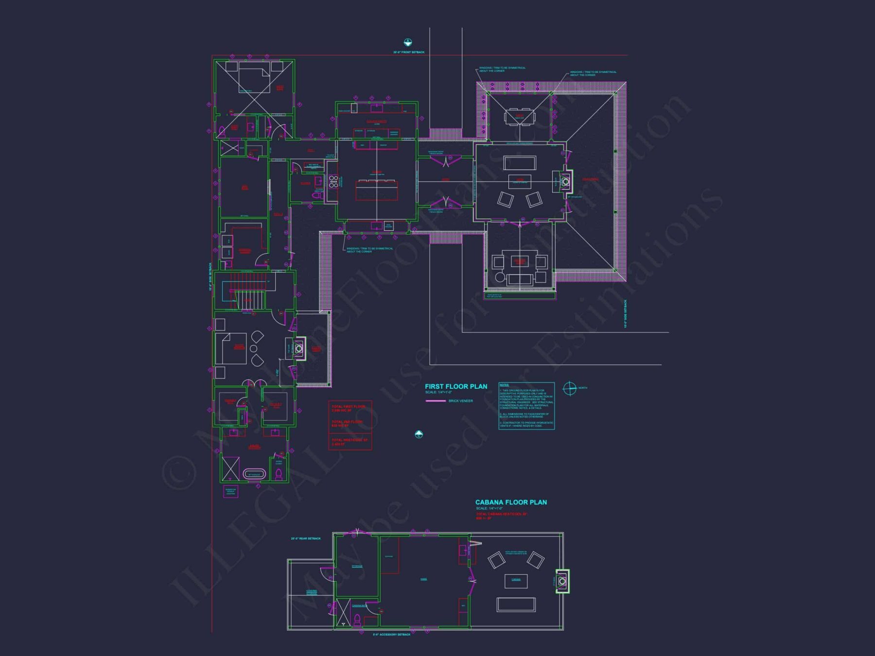 Elegant Southern house Plan with Detailed CAD Floor Designs