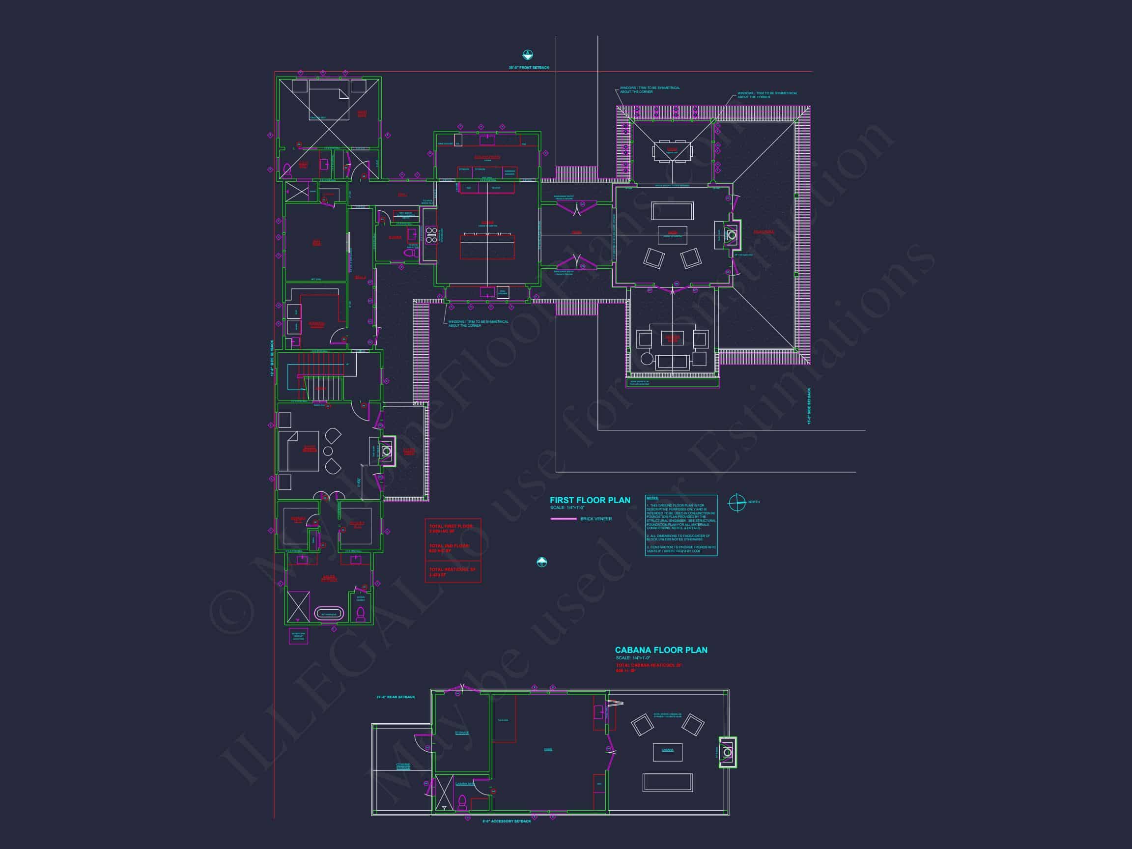 Elegant Southern house Plan with Detailed CAD Floor Designs