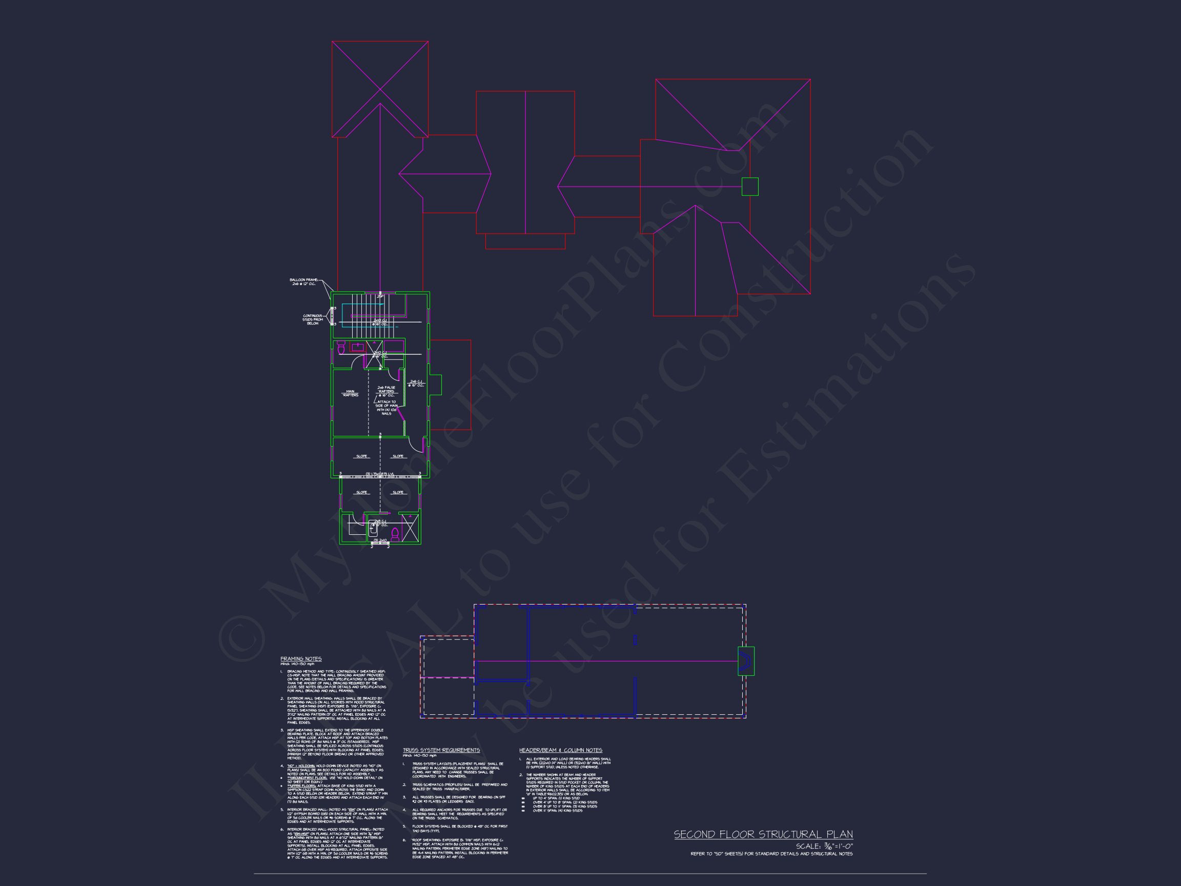Elegant Southern house Plan with Detailed CAD Floor Designs