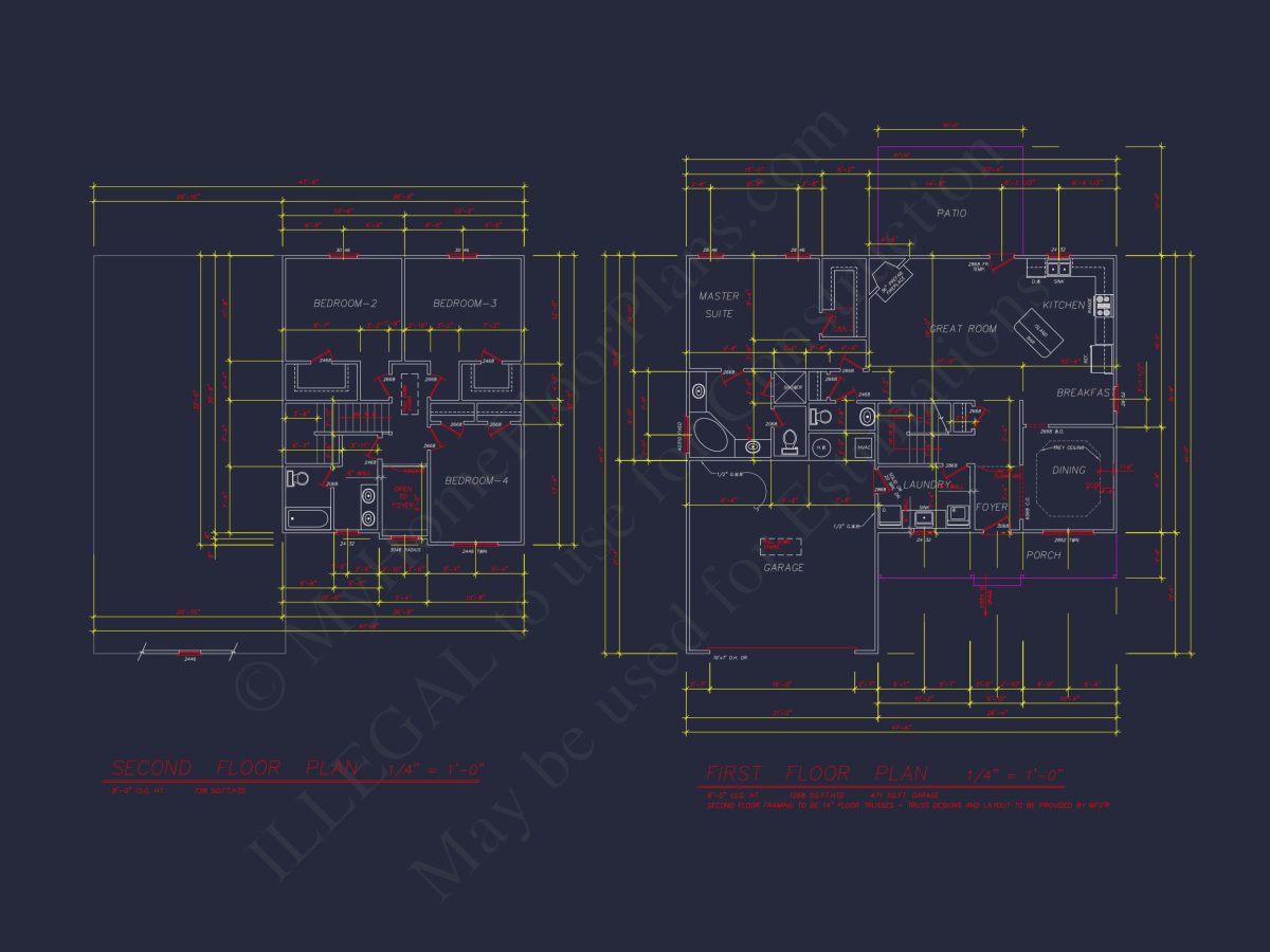 Elegant Two-Story house Plan with 4 Bedrooms & CAD Designs