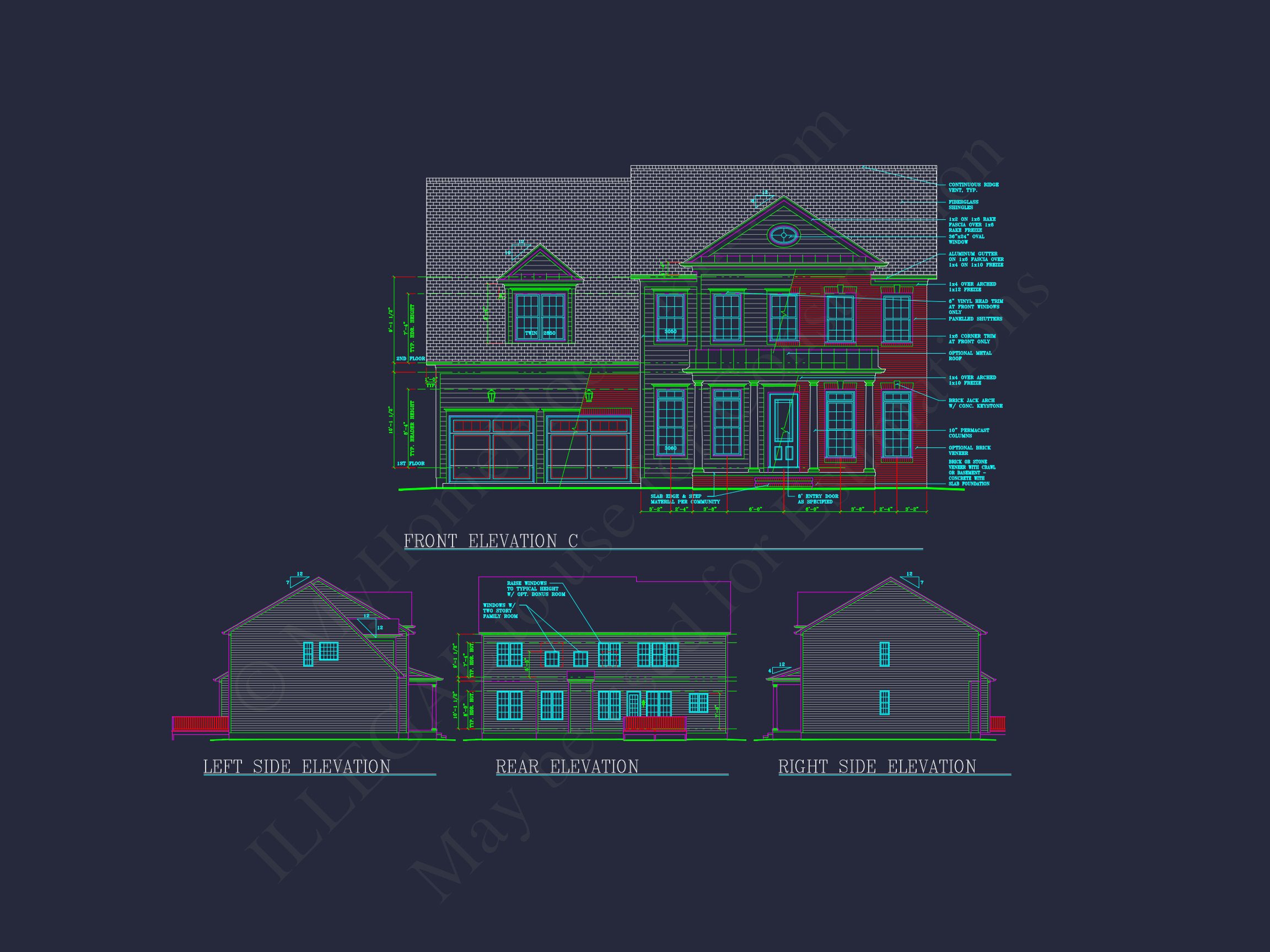Elegant Two-Story house Plan with CAD Designs and Blueprints