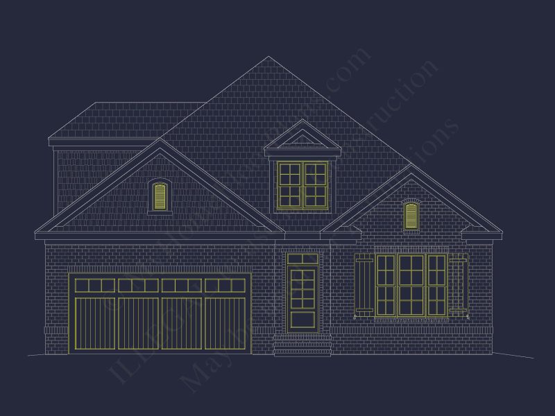 house Design Plan: 4-Bedroom Traditional Blueprint with CAD