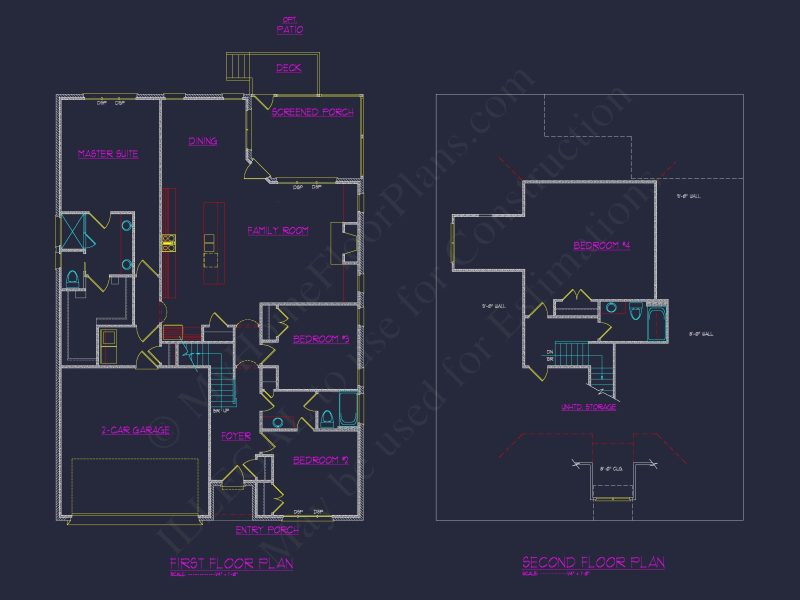 house Design Plan: 4-Bedroom Traditional Blueprint with CAD