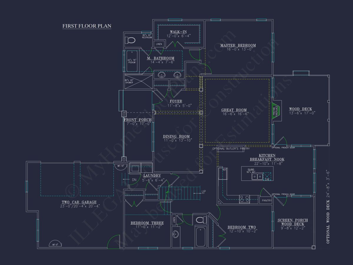 house Floor Plan Blueprint Designs: Classic 4-Bedroom Layout