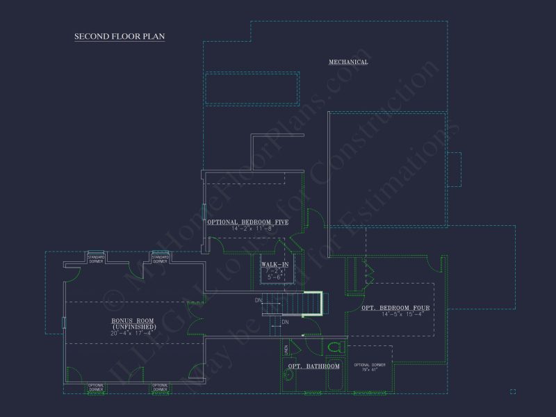 house Floor Plan Blueprint Designs: Classic 4-Bedroom Layout